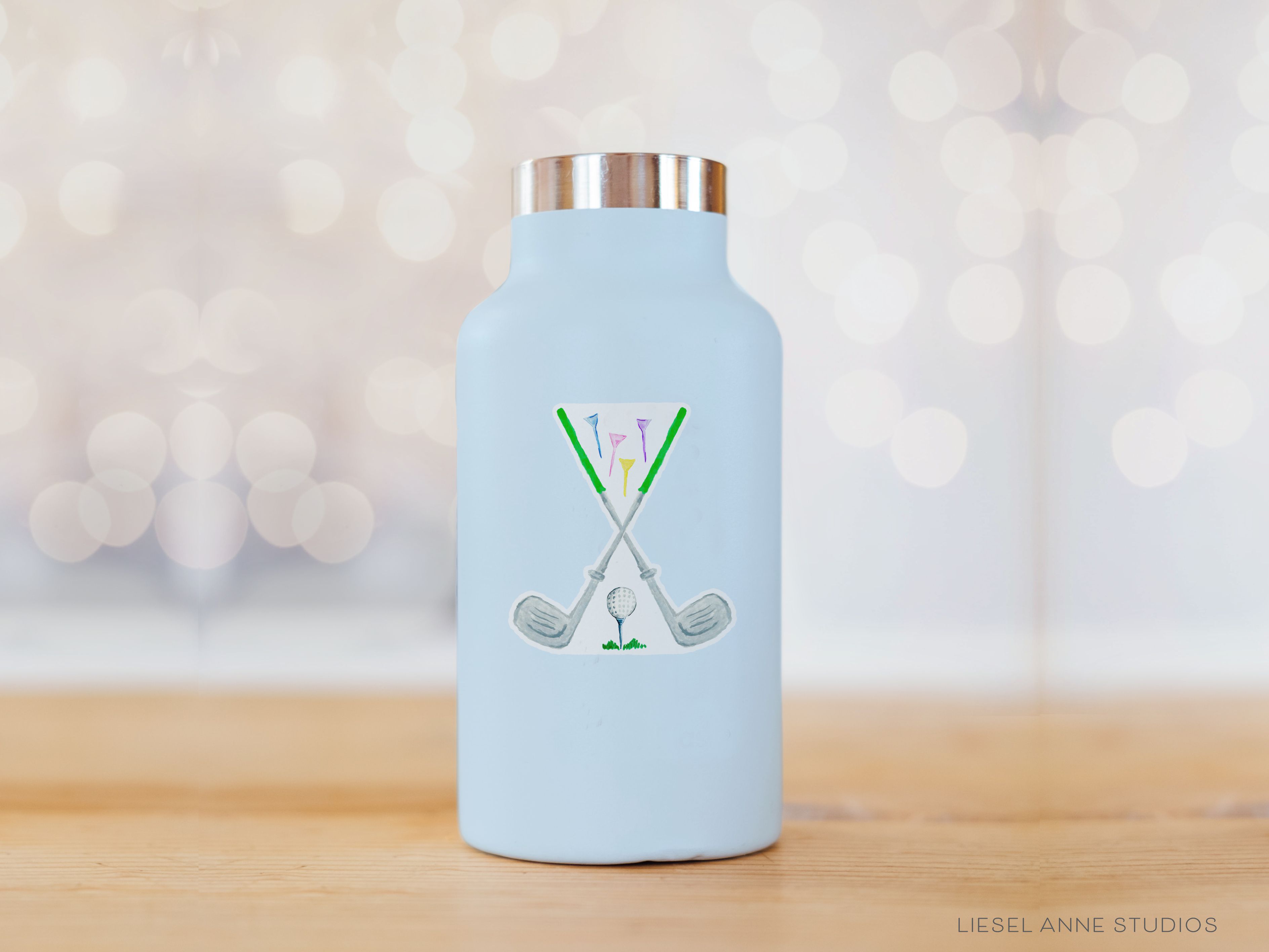 Golf Vinyl Sticker-These weatherproof die cut stickers feature our hand-painted watercolor golf clubs, making great laptop or water bottle stickers or gifts for the golf lover in your life.-The Singing Little Bird