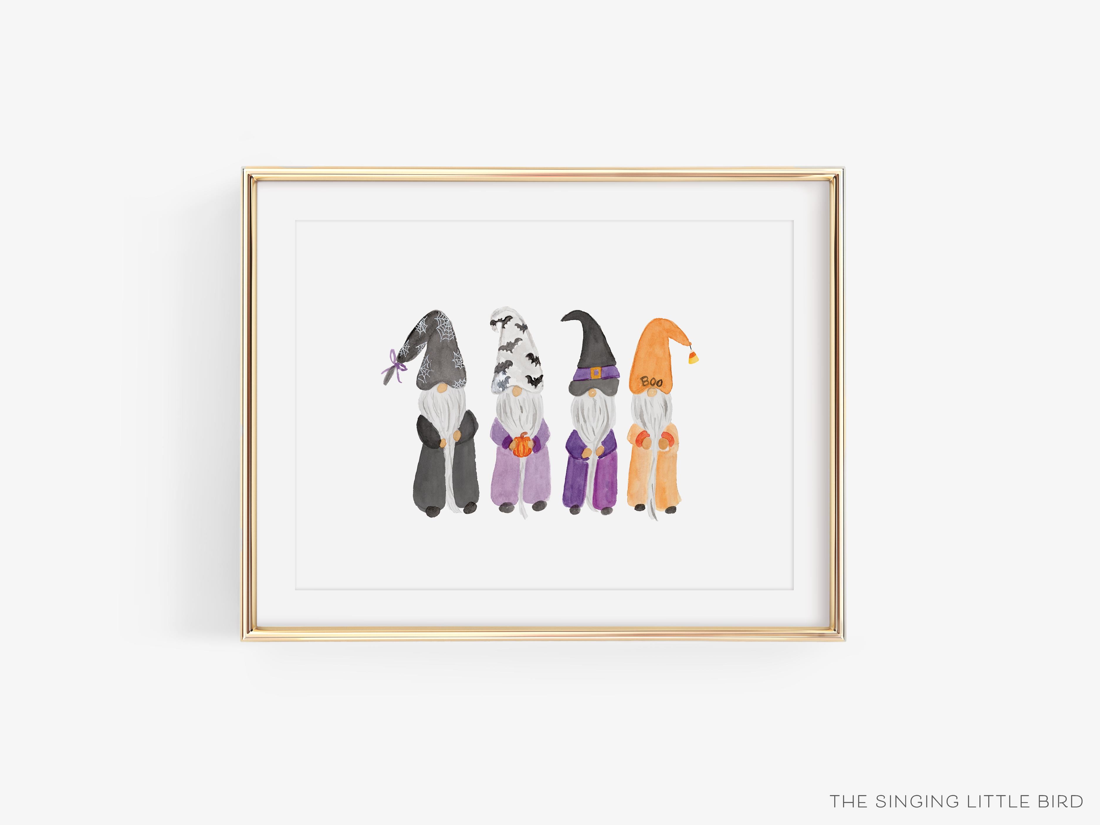 Halloween Gnome Art Print-This watercolor art print features our hand-painted Gnomes, printed in the USA on 120lb high quality art paper. This makes a great gift or wall decor for the gnome lover in your life.-The Singing Little Bird