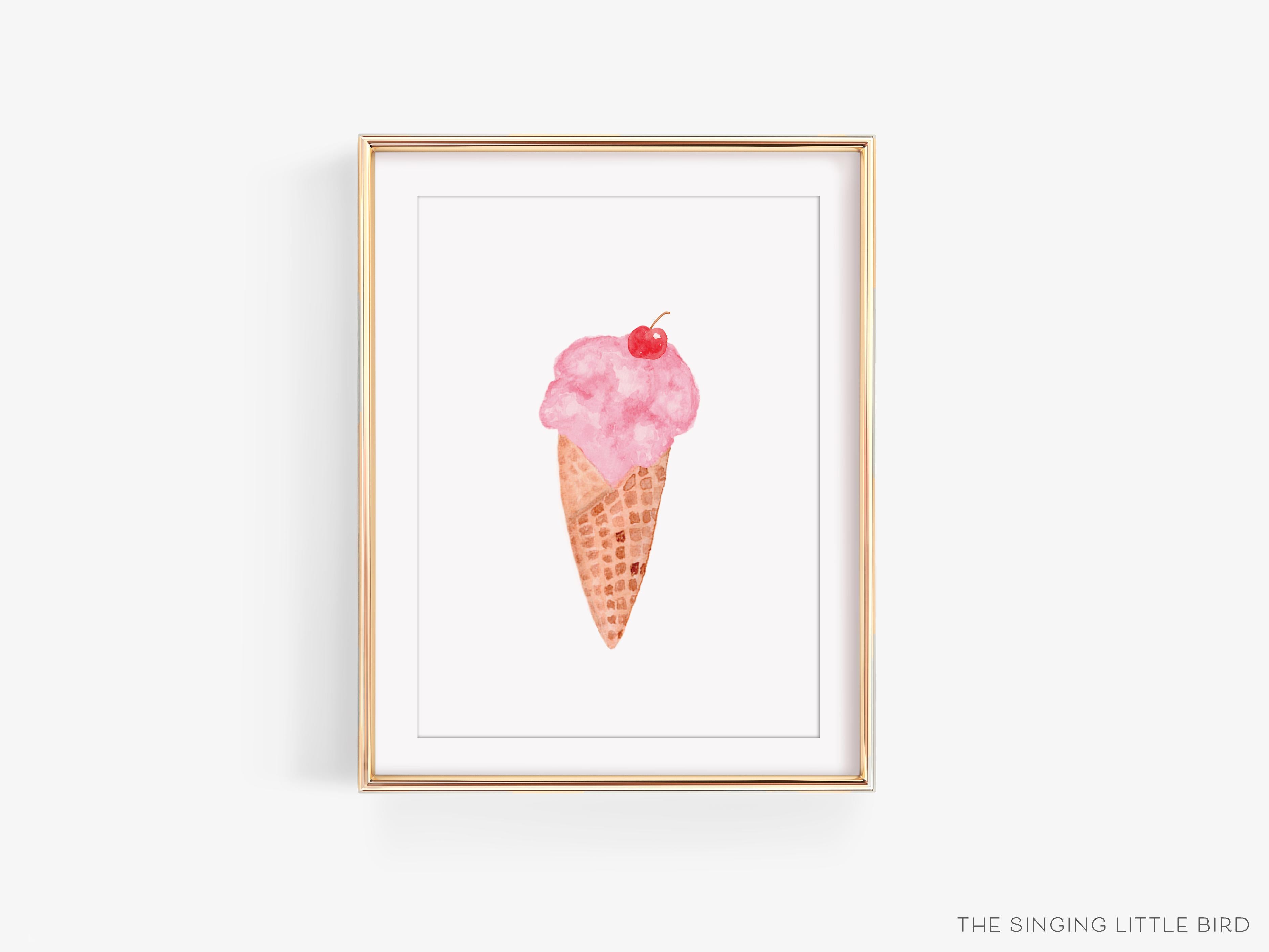 Ice Cream Art Print-This watercolor art print features our hand-painted Ice Cream, printed in the USA on 120lb high quality art paper. This makes a great gift or wall decor for the sweet tooth lover in your life.-The Singing Little Bird