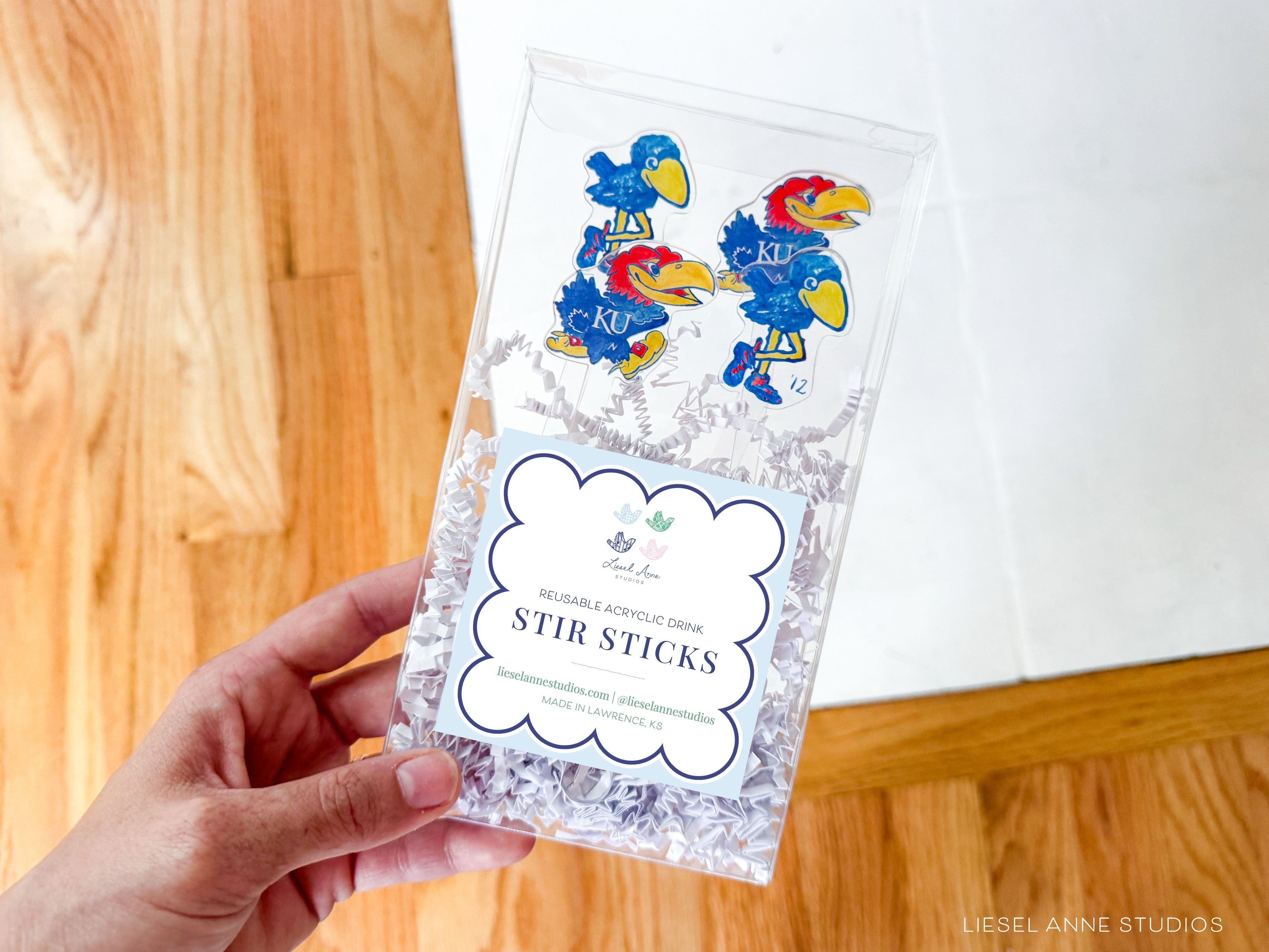 Kansas Jayhawks Acrylic Drink Stir Sticks | Officially Licensed-The Singing Little Bird