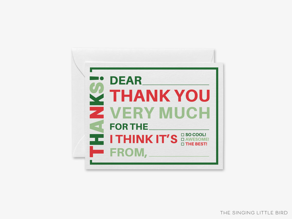 Kids Christmas Fill In The Blank Thank You Flat Notes | Liesel Anne Studios