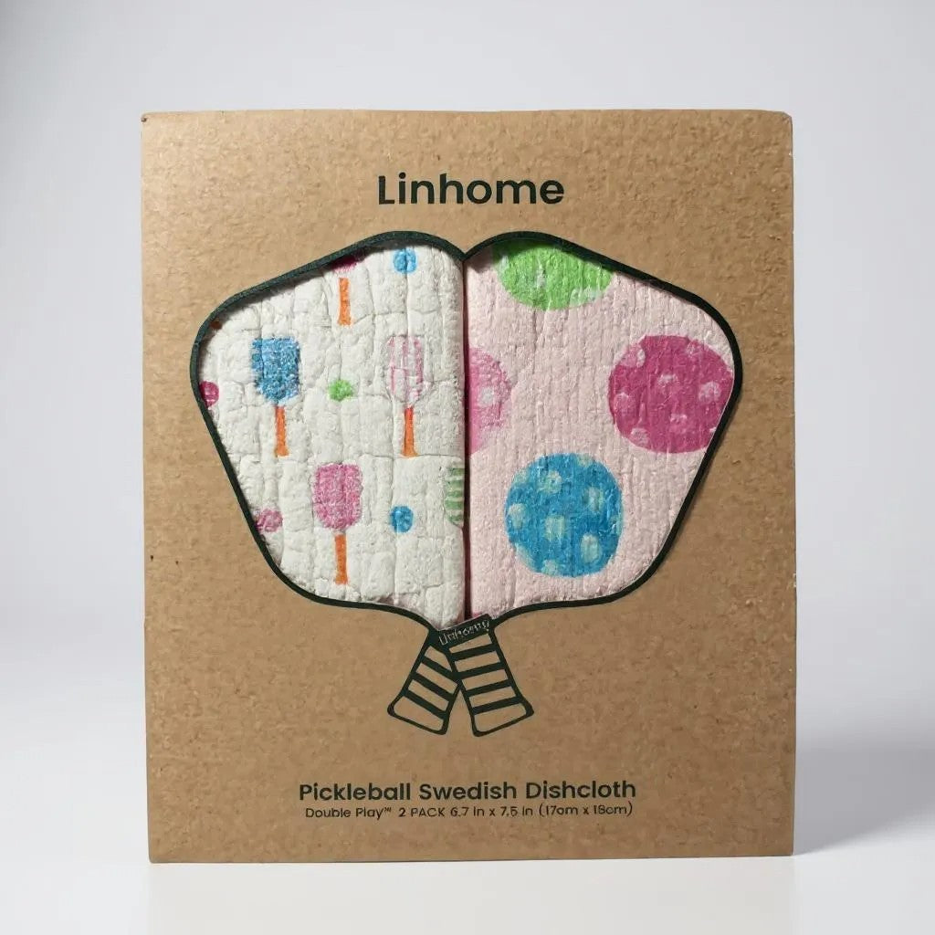 In the Kitchen Pickleball Swedish Dishcloths– Linhome x Liesel Anne Collection- Pink & Blue - 2 Pack