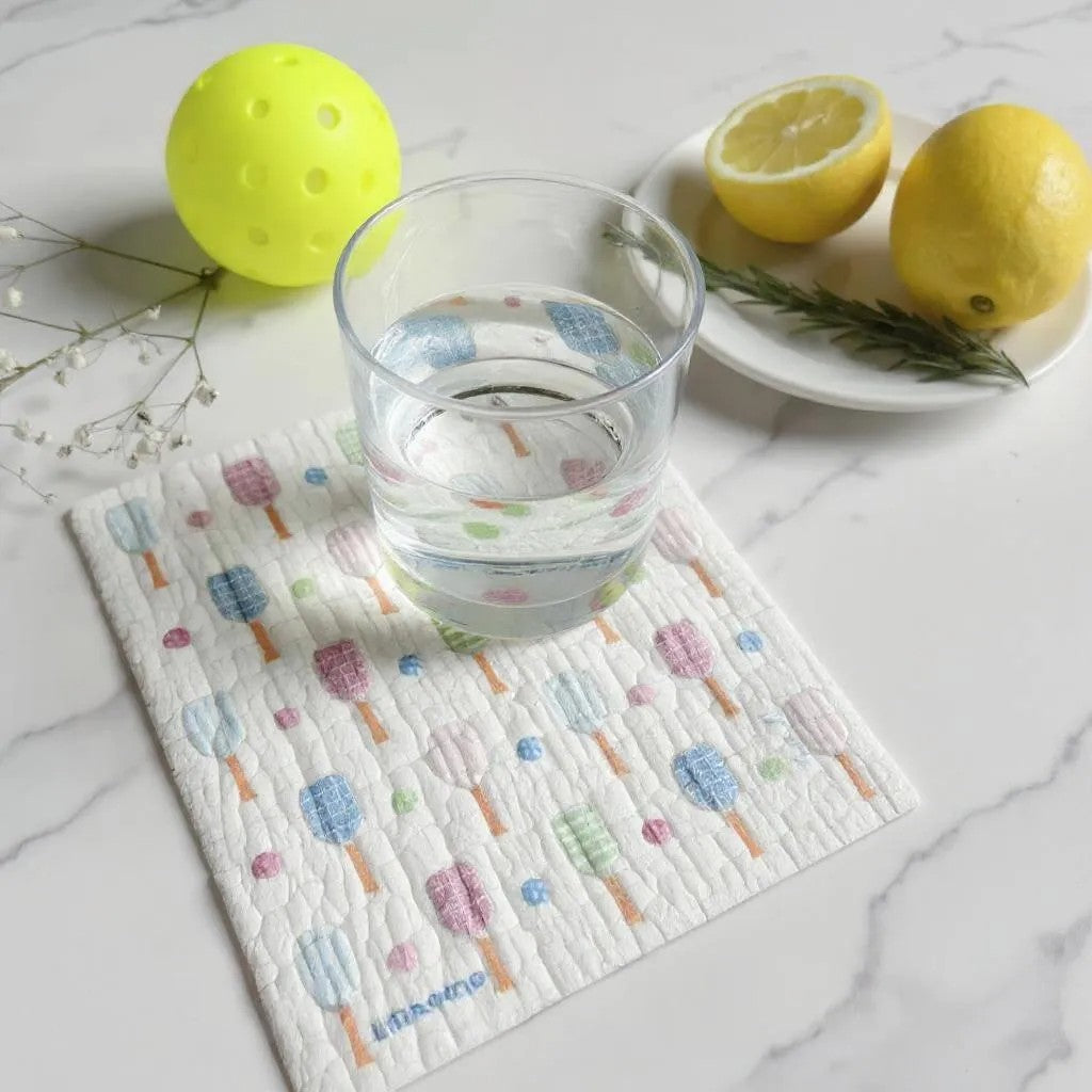 In the Kitchen Pickleball Swedish Dishcloths– Linhome x Liesel Anne Collection- Pink & Blue - 1 Pack