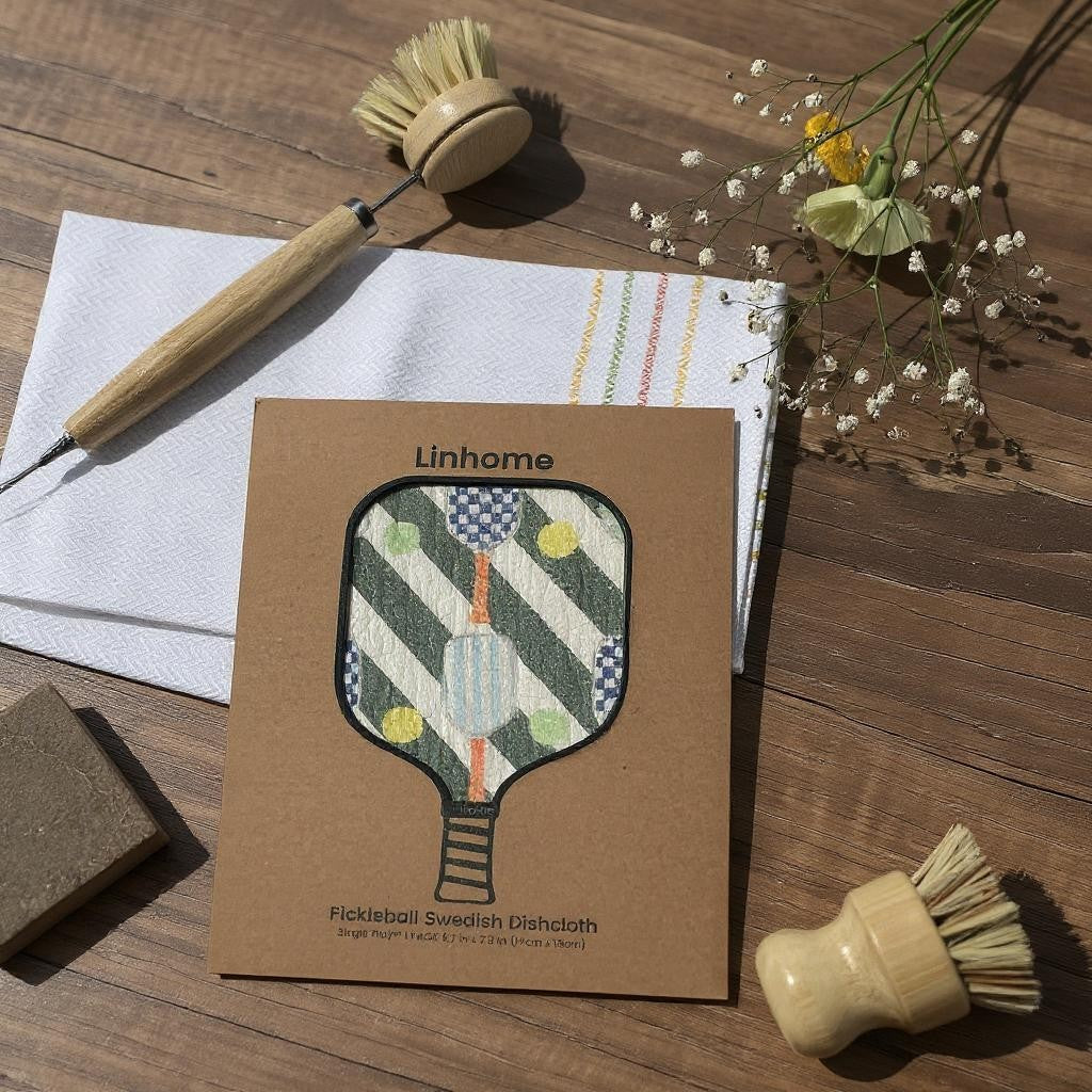 In the Kitchen Pickleball Swedish Dishcloths– Linhome x Liesel Anne Collection- Blue & Green- 1 Pack