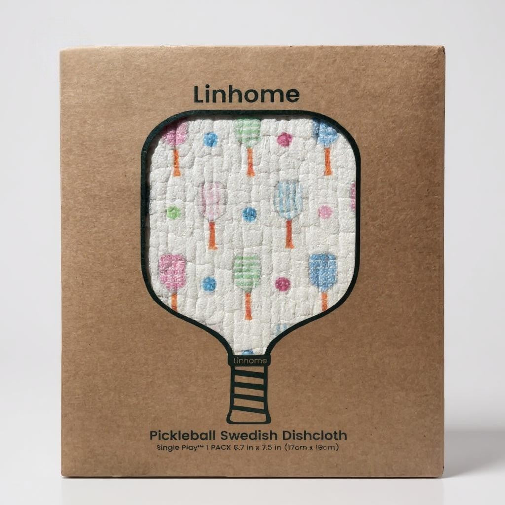 In the Kitchen Pickleball Swedish Dishcloths– Linhome x Liesel Anne Collection- Pink & Blue - 1 Pack