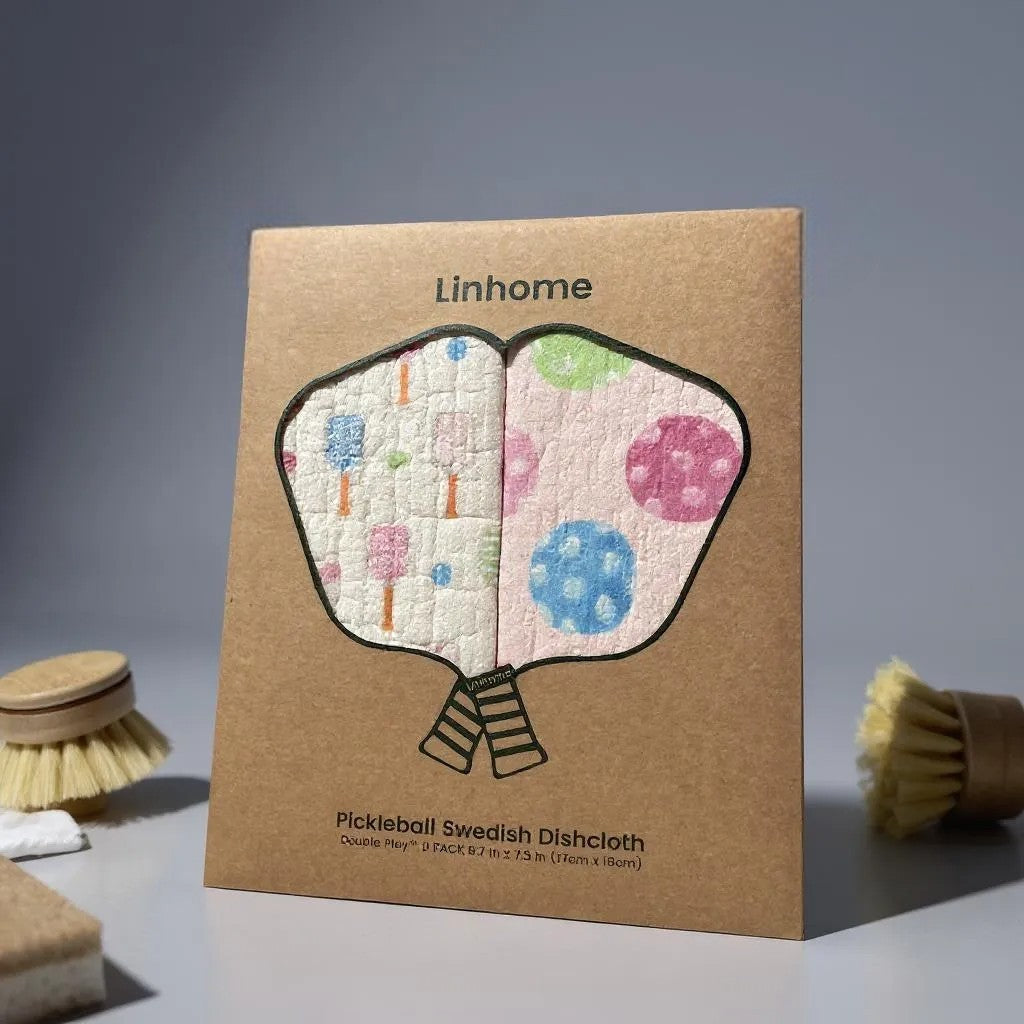 In the Kitchen Pickleball Swedish Dishcloths– Linhome x Liesel Anne Collection- Pink & Blue - 2 Pack