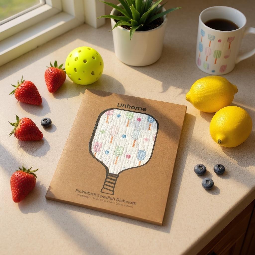 In the Kitchen Pickleball Swedish Dishcloths– Linhome x Liesel Anne Collection- Pink & Blue - 1 Pack