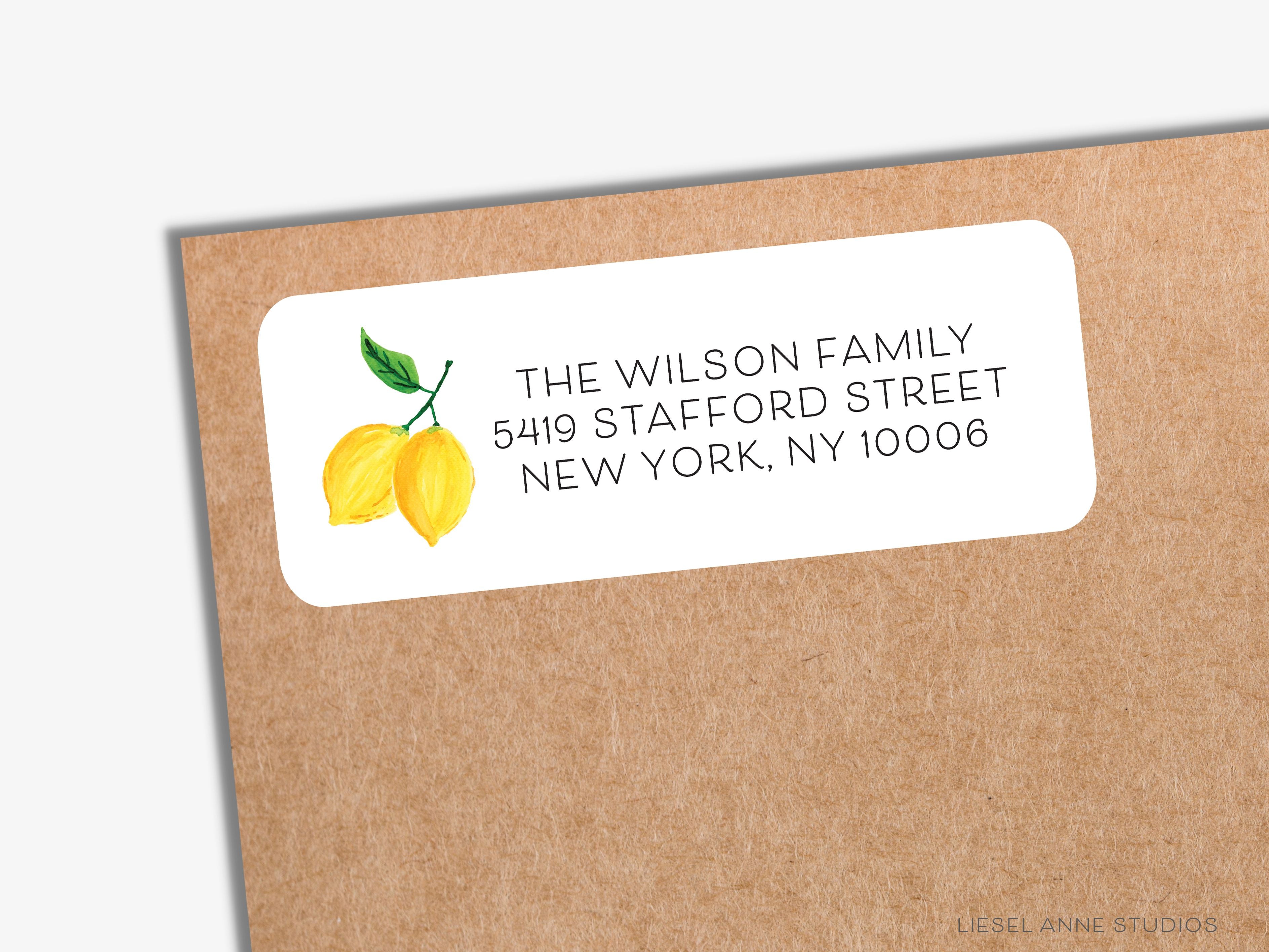 Lemon Return Address Labels-These personalized return address labels are 2.625" x 1" and feature our hand-painted watercolor lemon, printed in the USA on beautiful matte finish labels. These make great gifts for yourself or the citrus lover.-The Singing Little Bird
