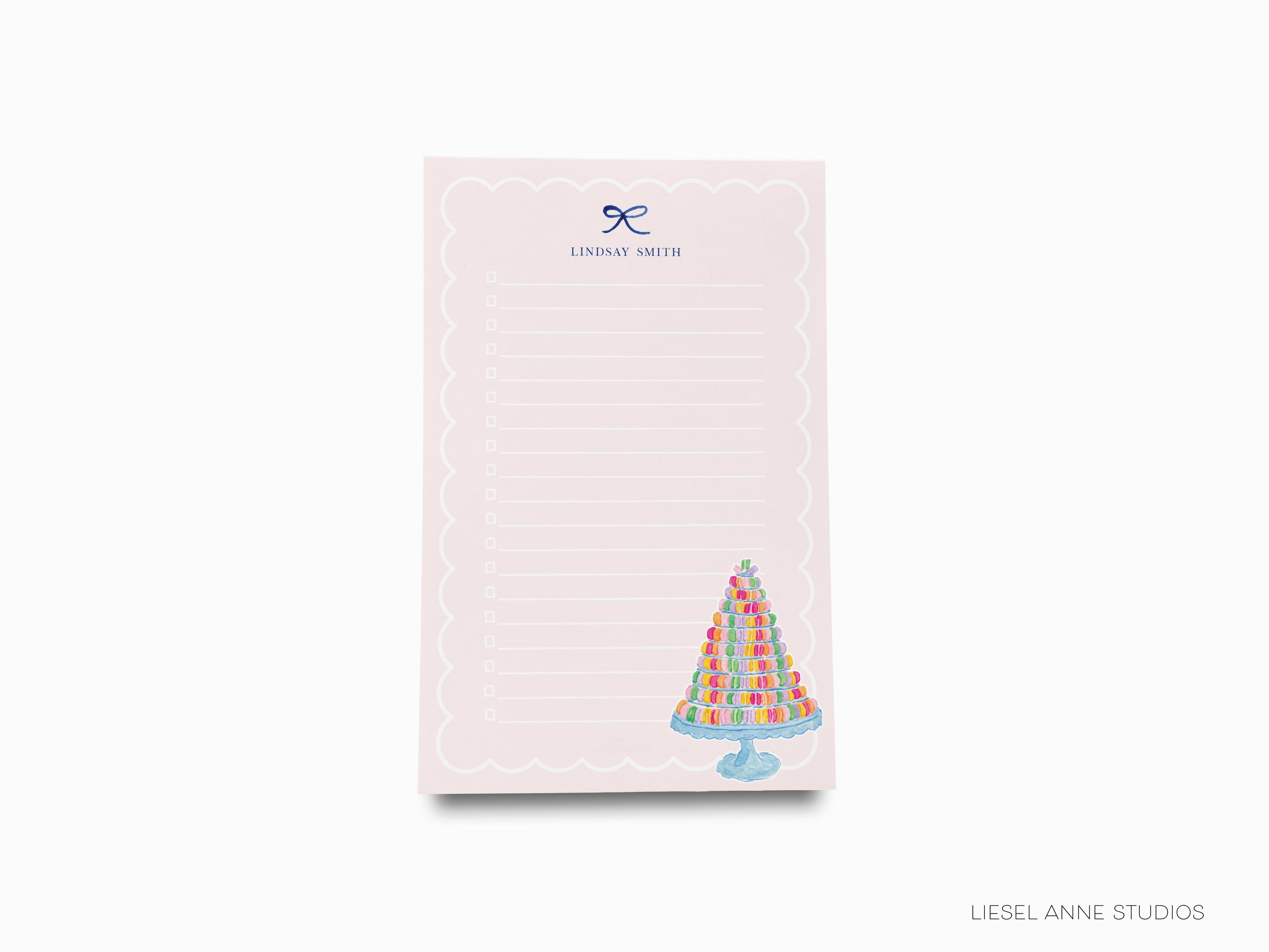 Macaron Notepad-These personalized notepads feature our hand-painted watercolor macaron tower, printed in the USA on a beautiful smooth stock. You choose which size you want (or bundled together for a beautiful gift set) and makes a great gift for the checklist and French pastry lover in your life.-The Singing Little Bird