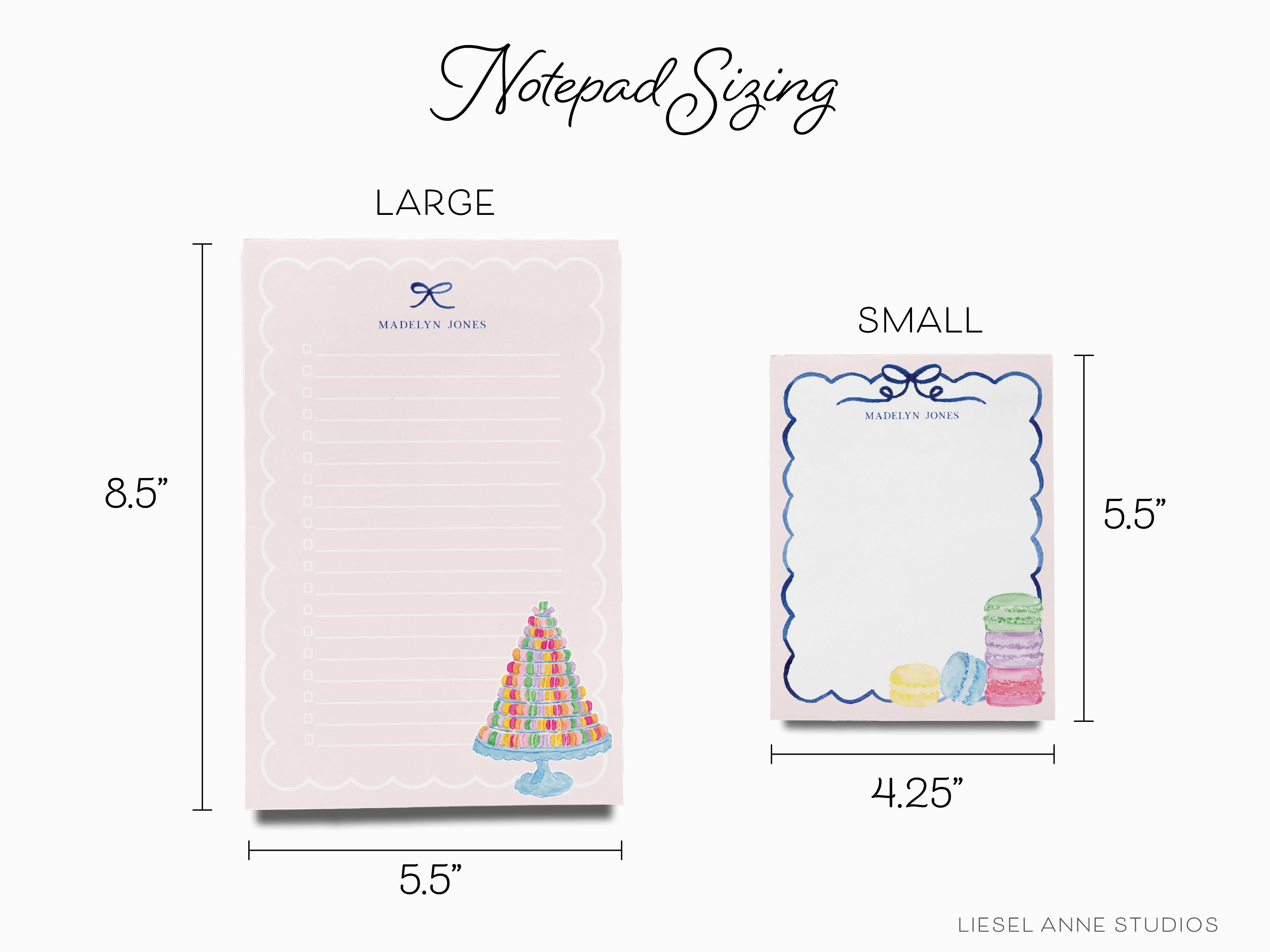 Macaron Notepad-These personalized notepads feature our hand-painted watercolor macaron tower, printed in the USA on a beautiful smooth stock. You choose which size you want (or bundled together for a beautiful gift set) and makes a great gift for the checklist and French pastry lover in your life.-The Singing Little Bird