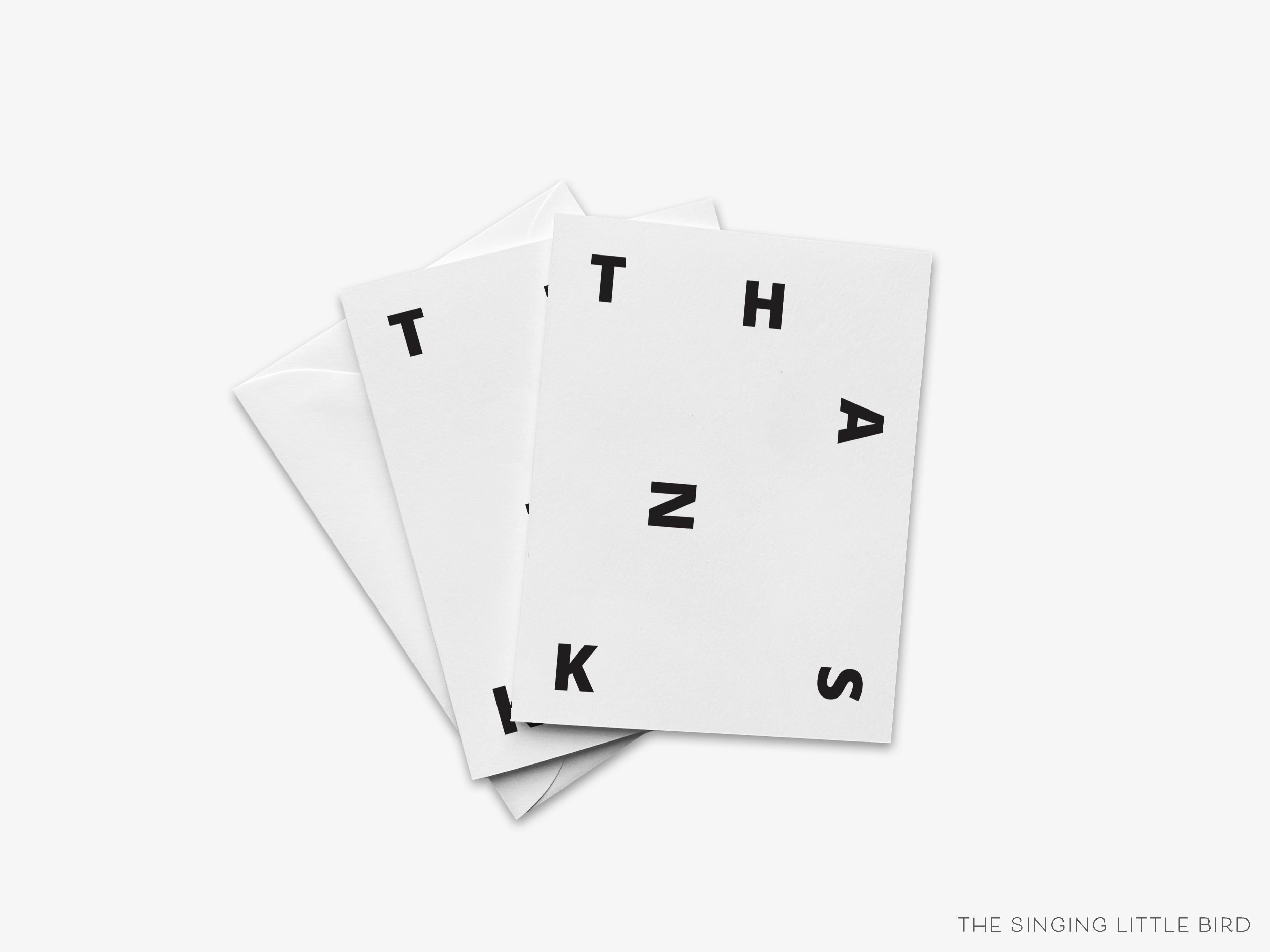 Modern Block Thank You Greeting Card-These folded greeting cards are 4.25x5.5 and feature our hand-painted bold block print, printed in the USA on 100lb textured stock. They come with a White envelope and make a great thank you card for the modern lover in your life.-The Singing Little Bird