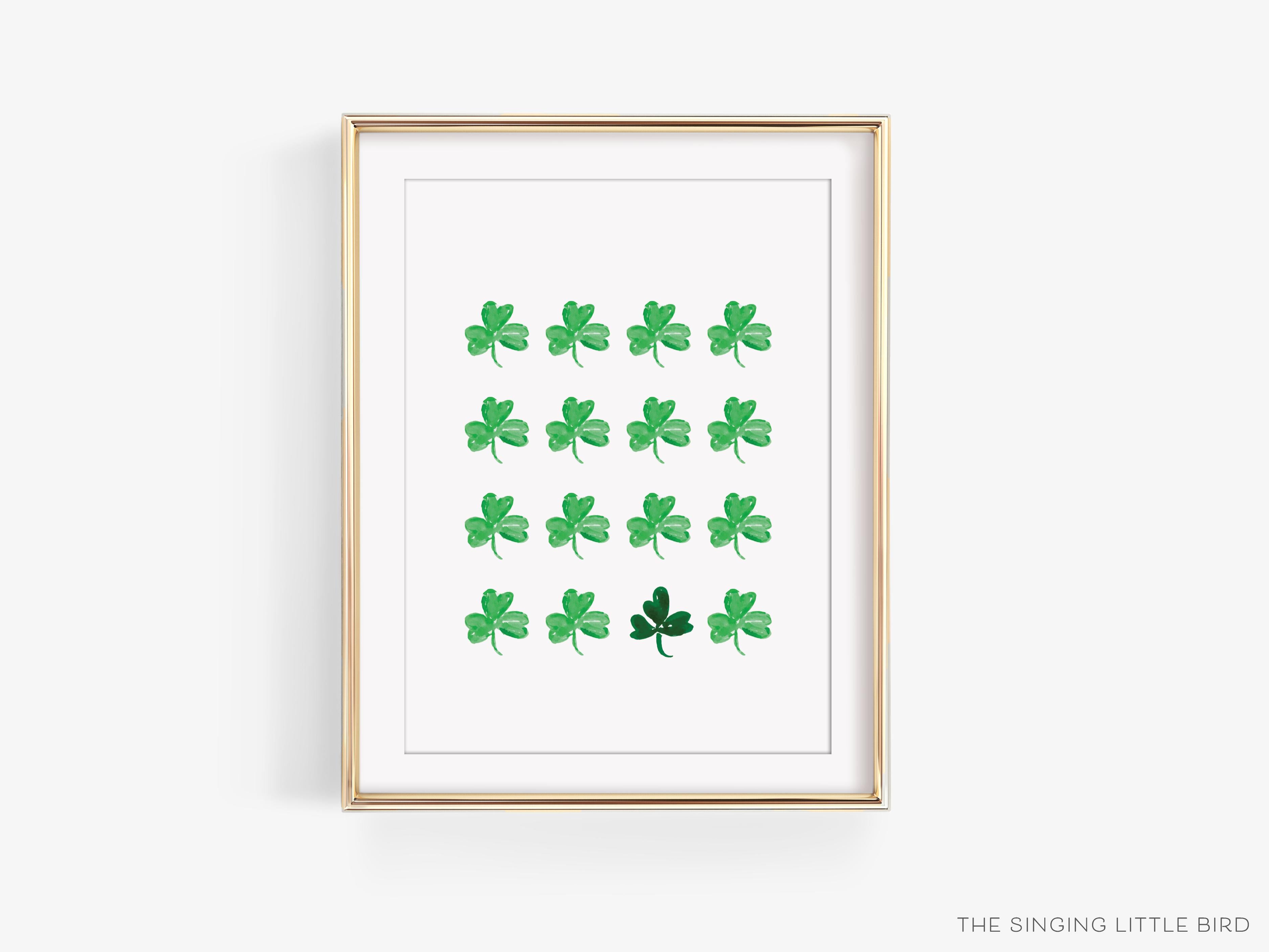 Multi Green Shamrock Art Print-This watercolor art print features our hand-painted Shamrocks, printed in the USA on 120lb high quality art paper. This makes a great gift or wall decor for the lucky charm lover in your life.-The Singing Little Bird