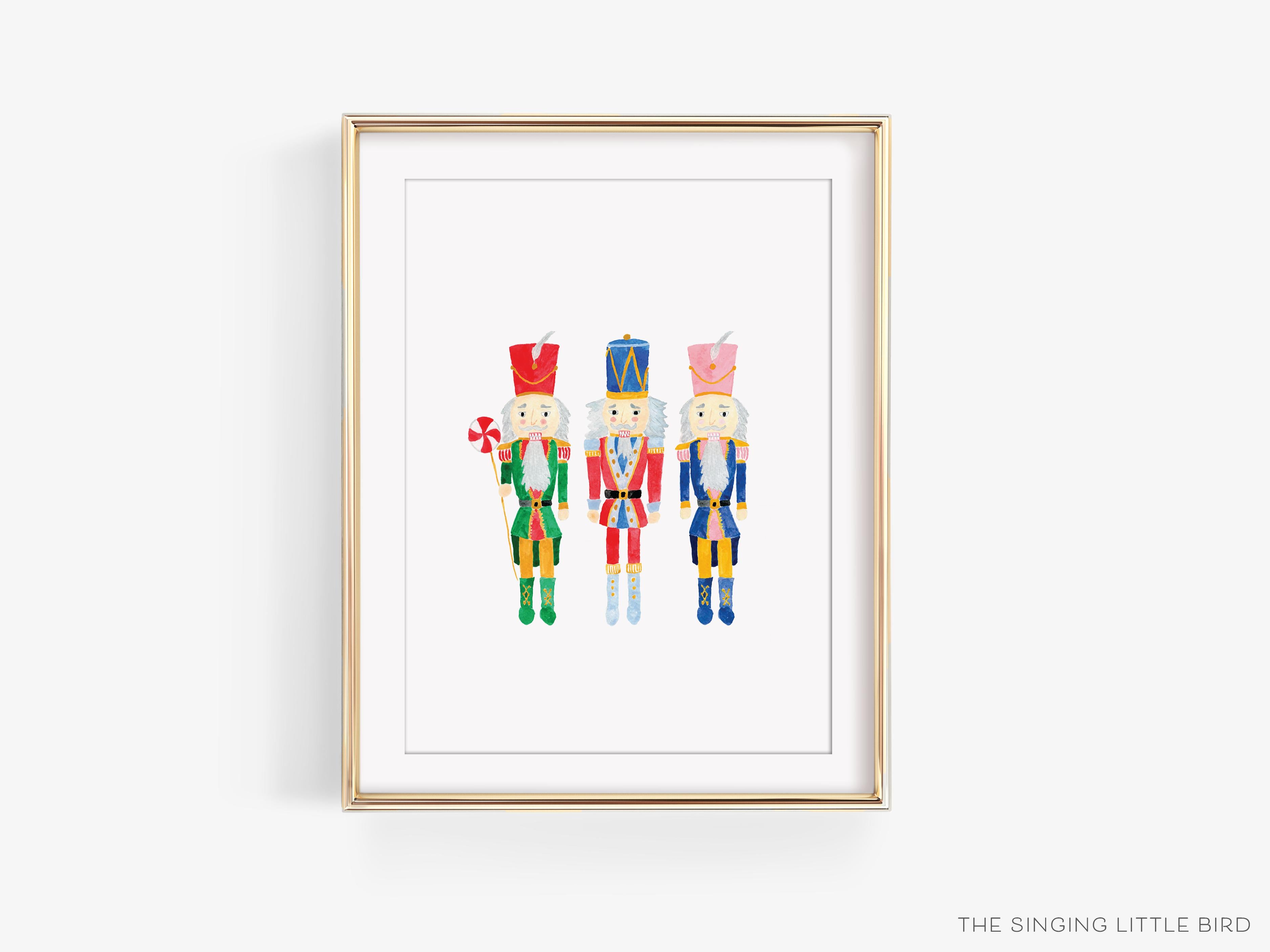 Nutcracker Trio Art Print-This watercolor art print features our hand-painted nutcrackers, printed in the USA on 120lb high quality art paper. This makes a great gift or wall decor for the nutcracker lover in your life.-The Singing Little Bird