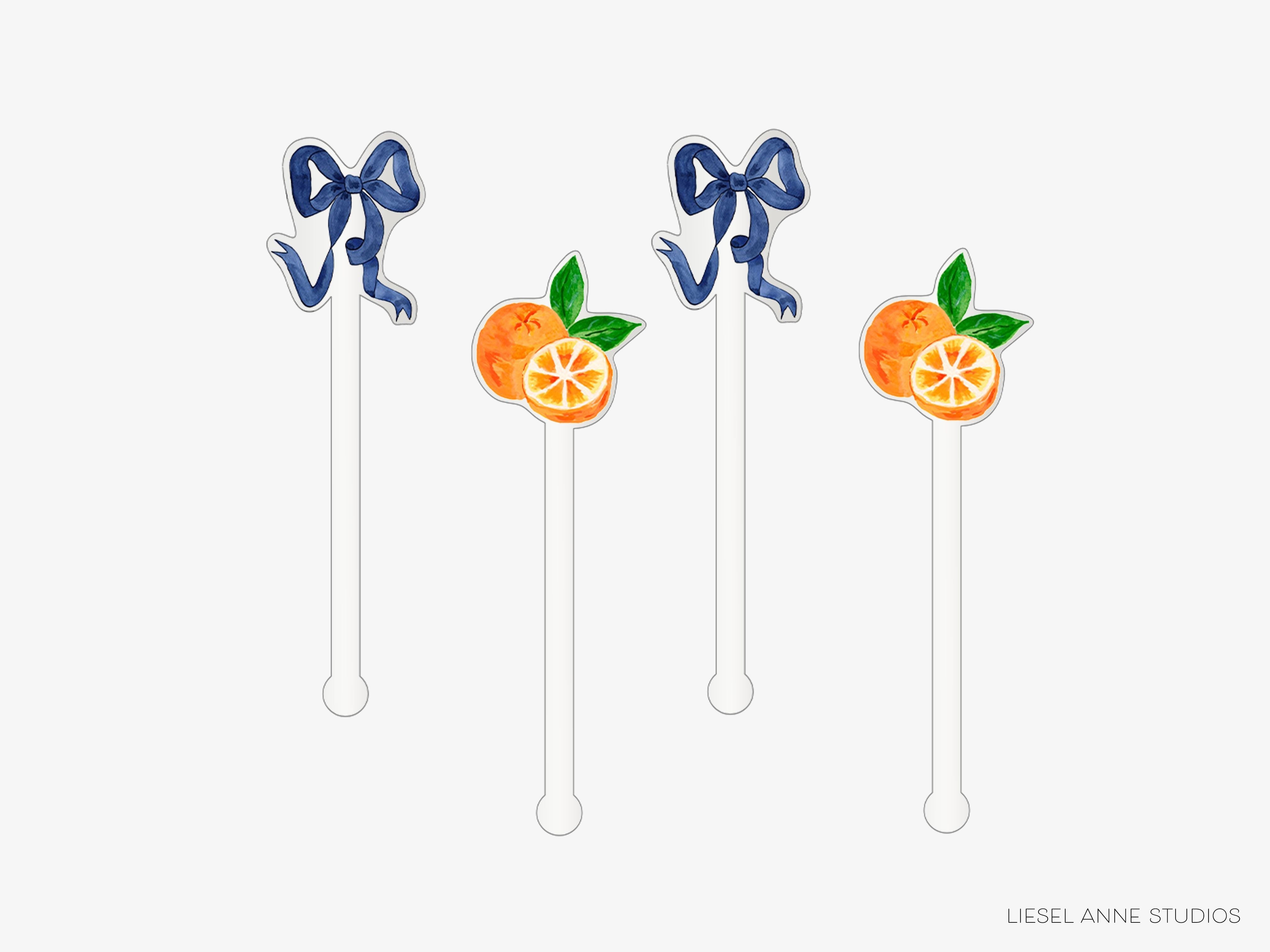 Orange and Navy Bow Acrylic Drink Stir Sticks-Set of 4 Acrylic Drink Stir Sticks are reusable & make wonderful gifts! This set includes two orange stir sticks and two navy bow stir sticks Each one measures approx. 6" tall They are safe for cold and hot drinks (up to 195 degrees F) Hand wash only Made in the USA Hand packaged with care and ready to gift or use
Orange and Navy Citrus Stir Sticks | Reusable Drink Stirrers | Cocktail Swizzle Sticks | Summer Barware | Unique Gift | Party Accessories-The Singing