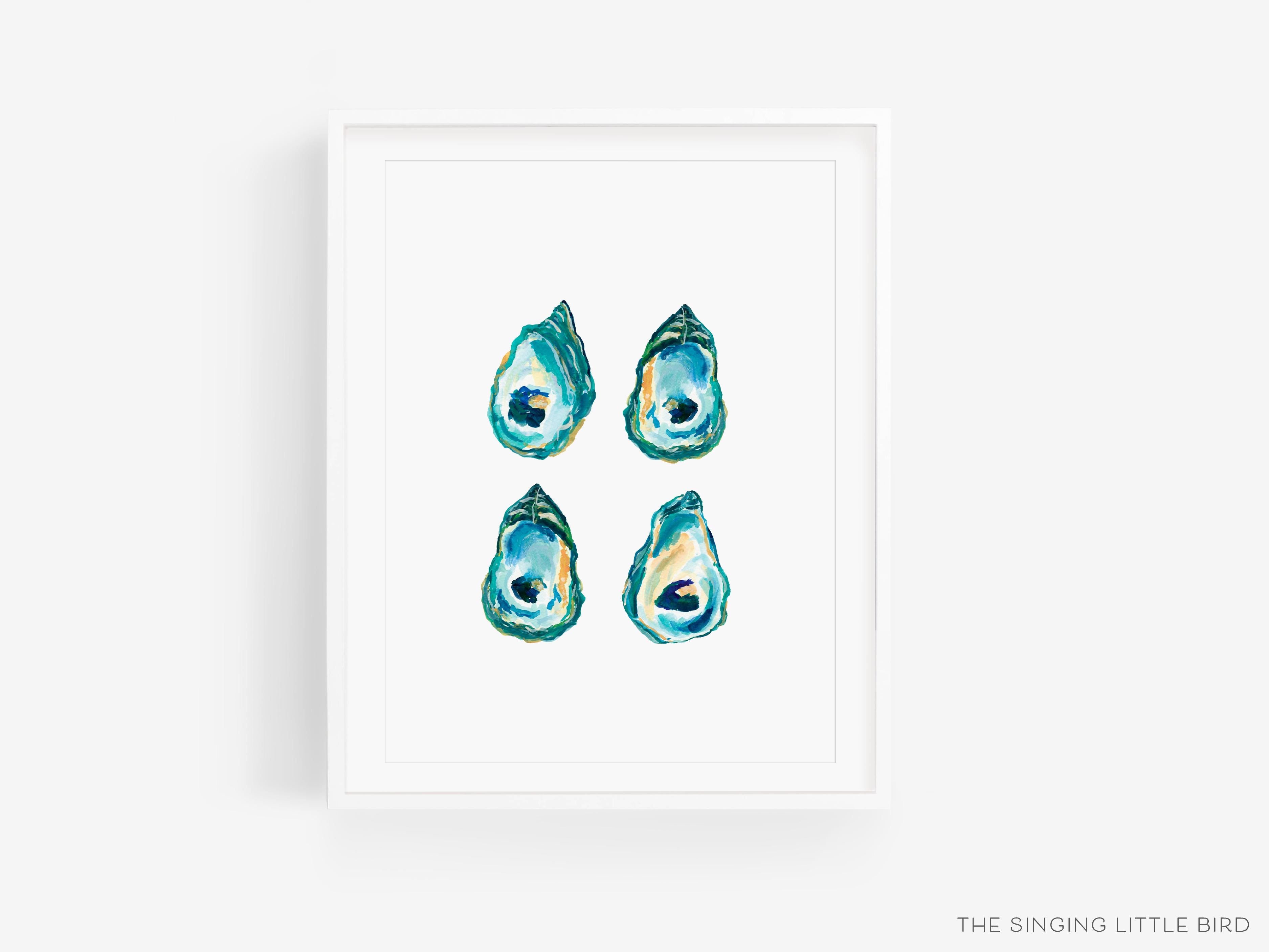Oyster Art Print-This watercolor art print features our hand-painted oysters, printed in the USA on 120lb high quality art paper. This makes a great gift or wall decor for the beach lover in your life.-The Singing Little Bird