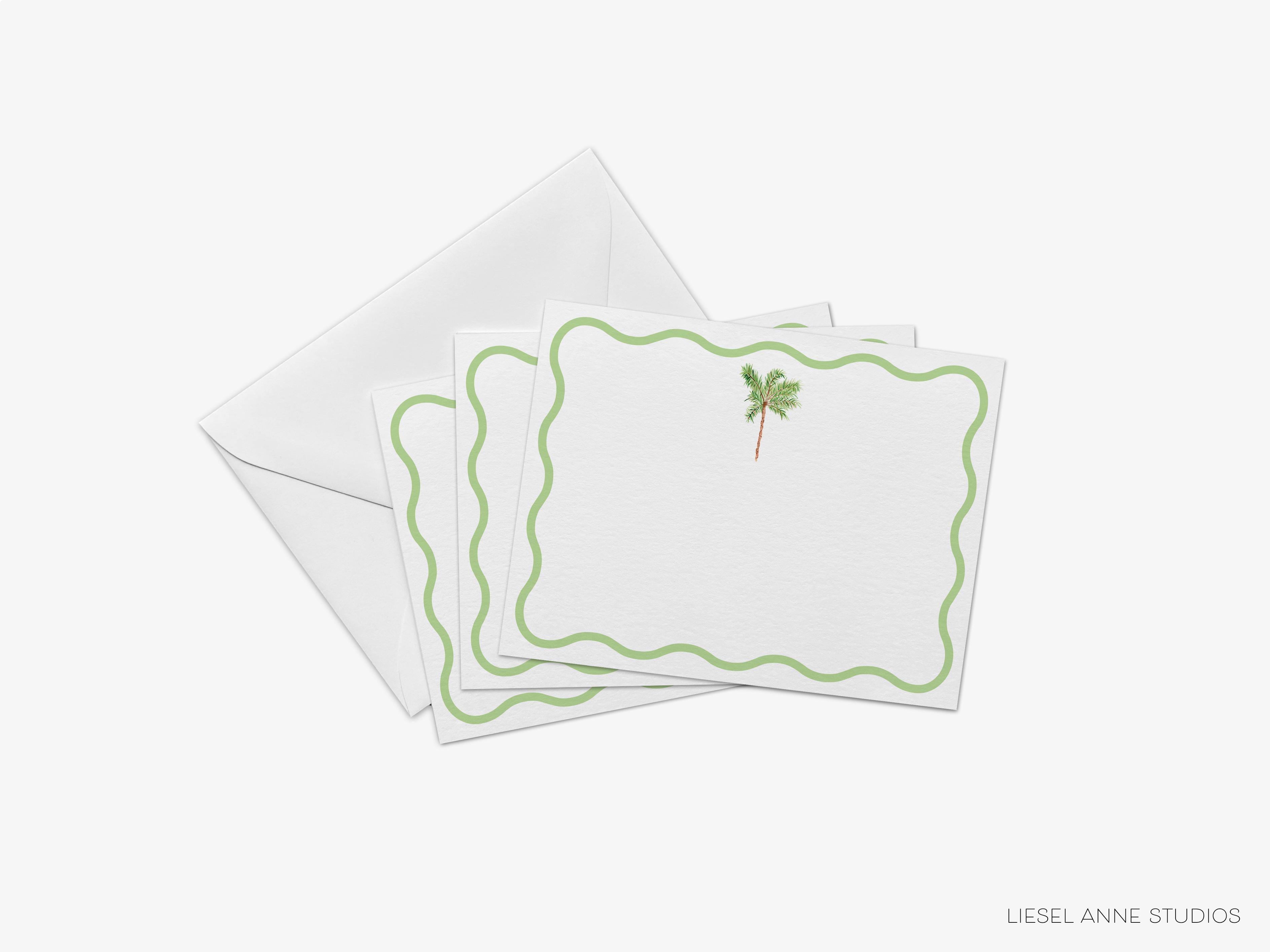 Palm Tree Flat Notes-These personalized flat notecards are 4.25x5.5 and feature our hand-painted watercolor Palm Tree, printed in the USA on 120lb textured stock. They come with your choice of envelopes and make great thank yous and gifts for the beach lover in your life.-The Singing Little Bird