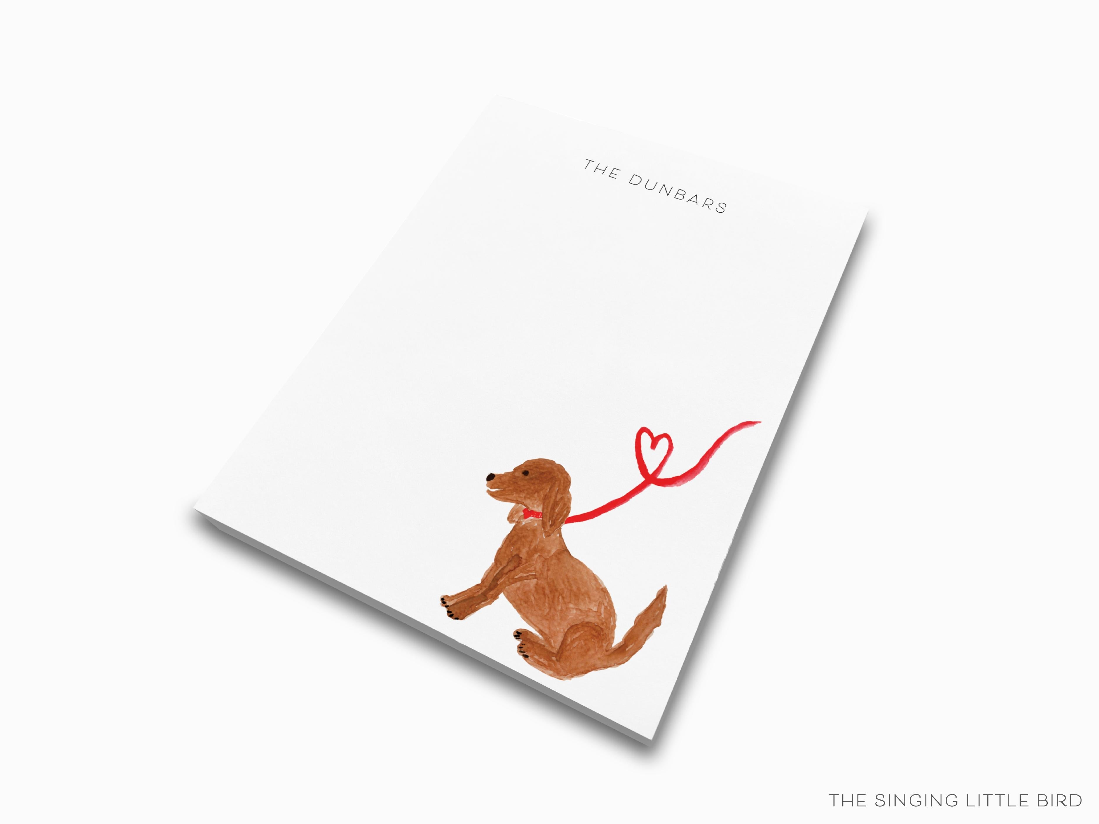 Personalized Dog Lover Notepad-These personalized notepads feature our hand-painted watercolor dog, printed in the USA on a beautiful smooth stock. You choose which size you want (or bundled together for a beautiful gift set) and makes a great gift for the checklist and puppy lover in your life.-The Singing Little Bird