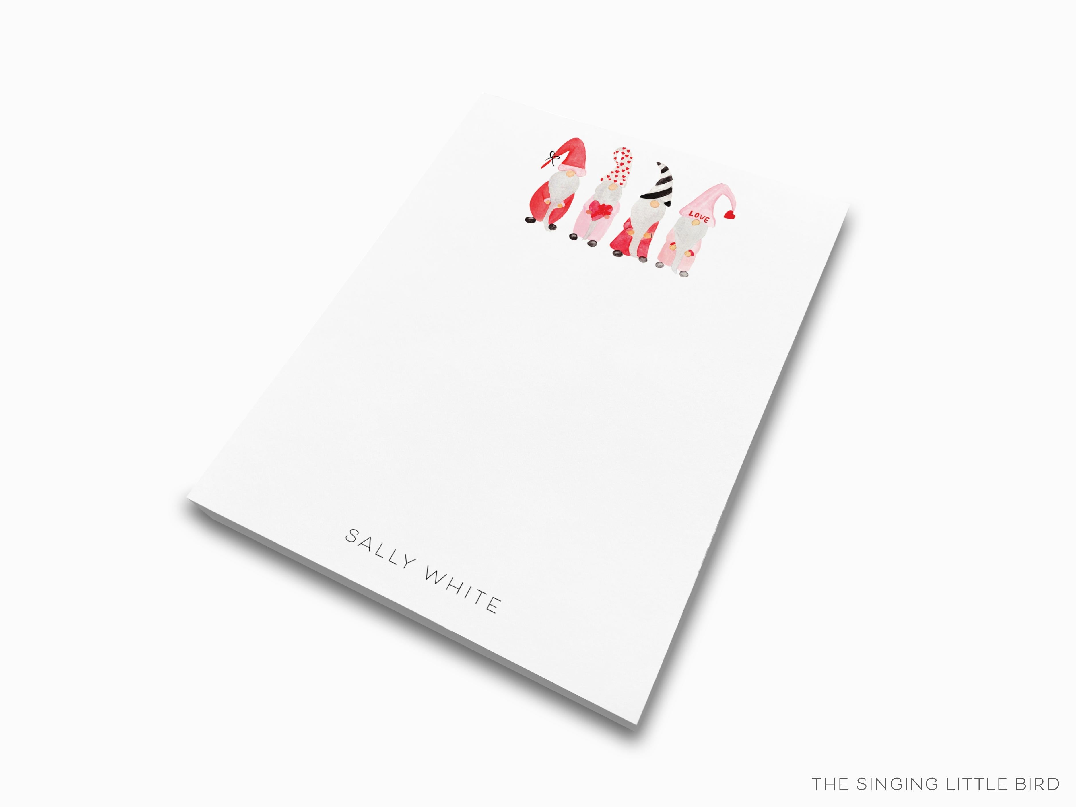 Personalized Gnome Lover Notepad-These personalized notepads feature our hand-painted watercolor Gnomes, printed in the USA on a beautiful smooth stock. You choose which size you want (or bundled together for a beautiful gift set) and makes a great gift for the checklist and gnome lover in your life.-The Singing Little Bird