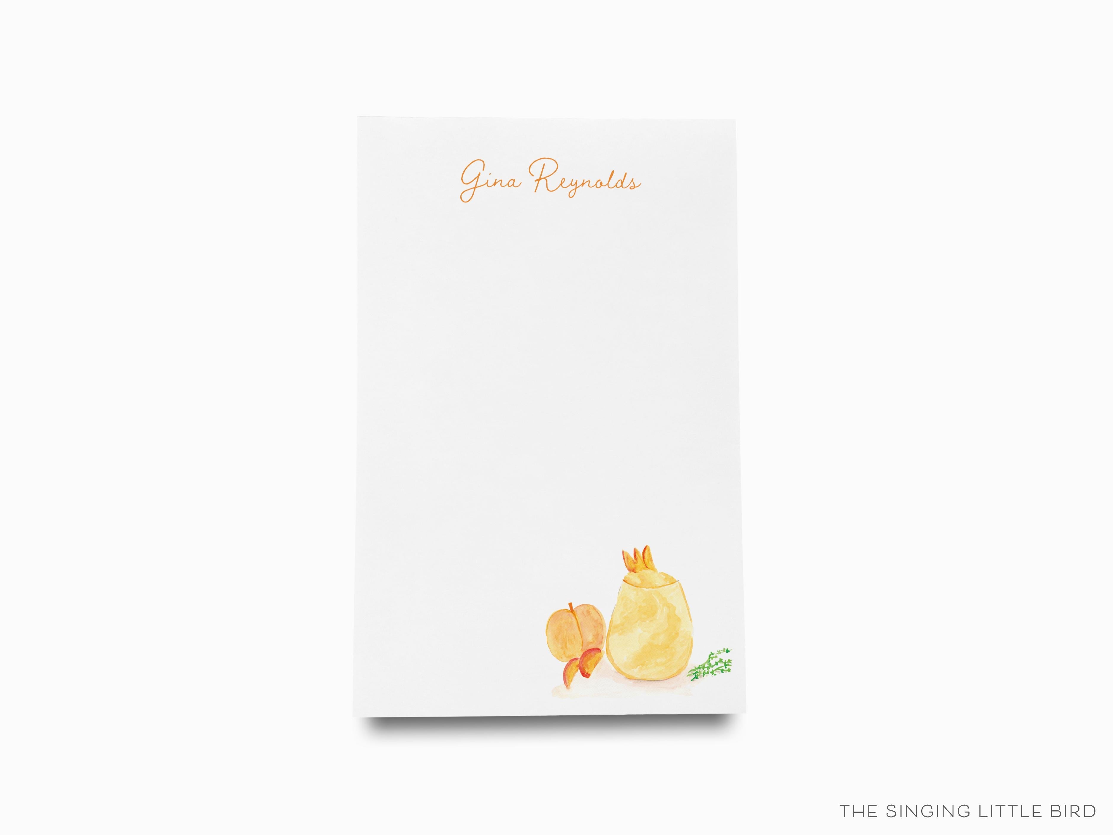 Personalized Peach Bellini Cocktail Notepad-These personalized notepads feature our hand-painted watercolor peach and cocktail glass, printed in the USA on a beautiful smooth stock. You choose which size you want (or bundled together for a beautiful gift set) and makes a great gift for the checklist and cocktail lover in your life.-The Singing Little Bird