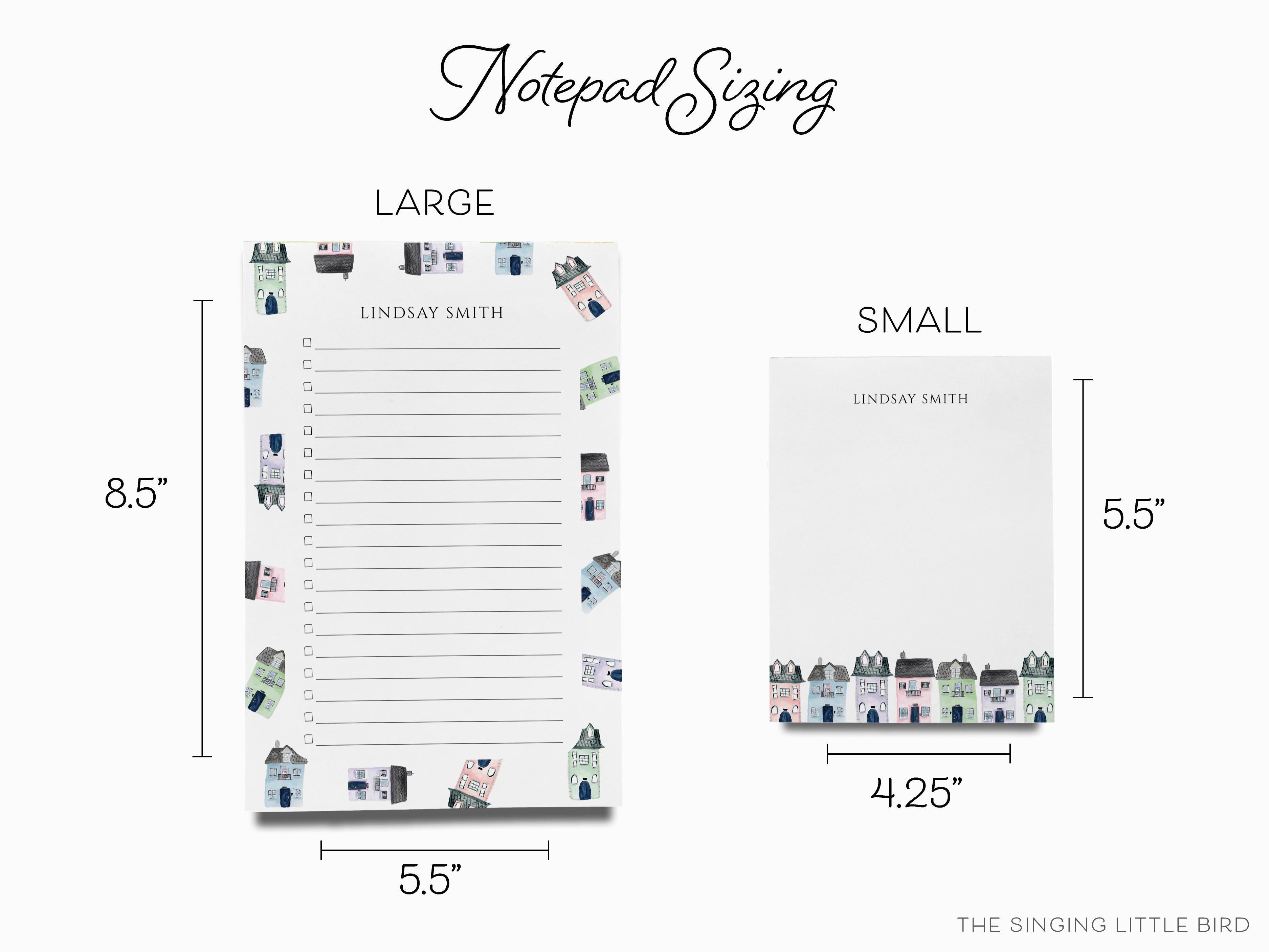 Personalized Realtor House Notepad-These personalized notepads feature our hand-painted watercolor houses, printed in the USA on a beautiful smooth stock. You choose which size you want (or bundled together for a beautiful gift set) and makes a great gift for the checklist and home lover in your life.-The Singing Little Bird