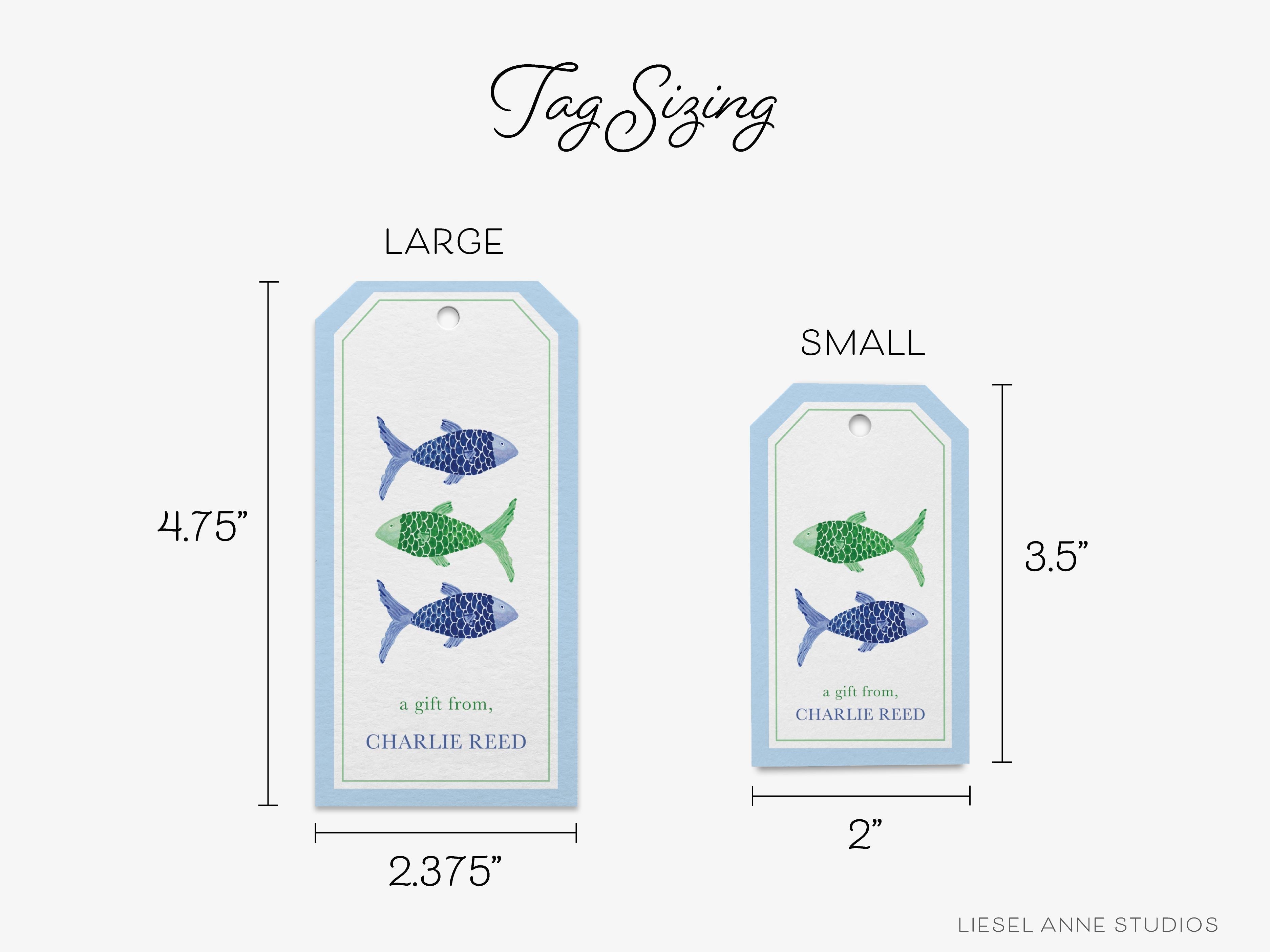 Personalized Small Fish Gift Tags-These gift tags come in sets, hole-punched with white twine and feature our hand-painted watercolor fish, printed in the USA on 120lb textured stock. They make great tags for gifting or gifts for the fish lover in your life.-The Singing Little Bird