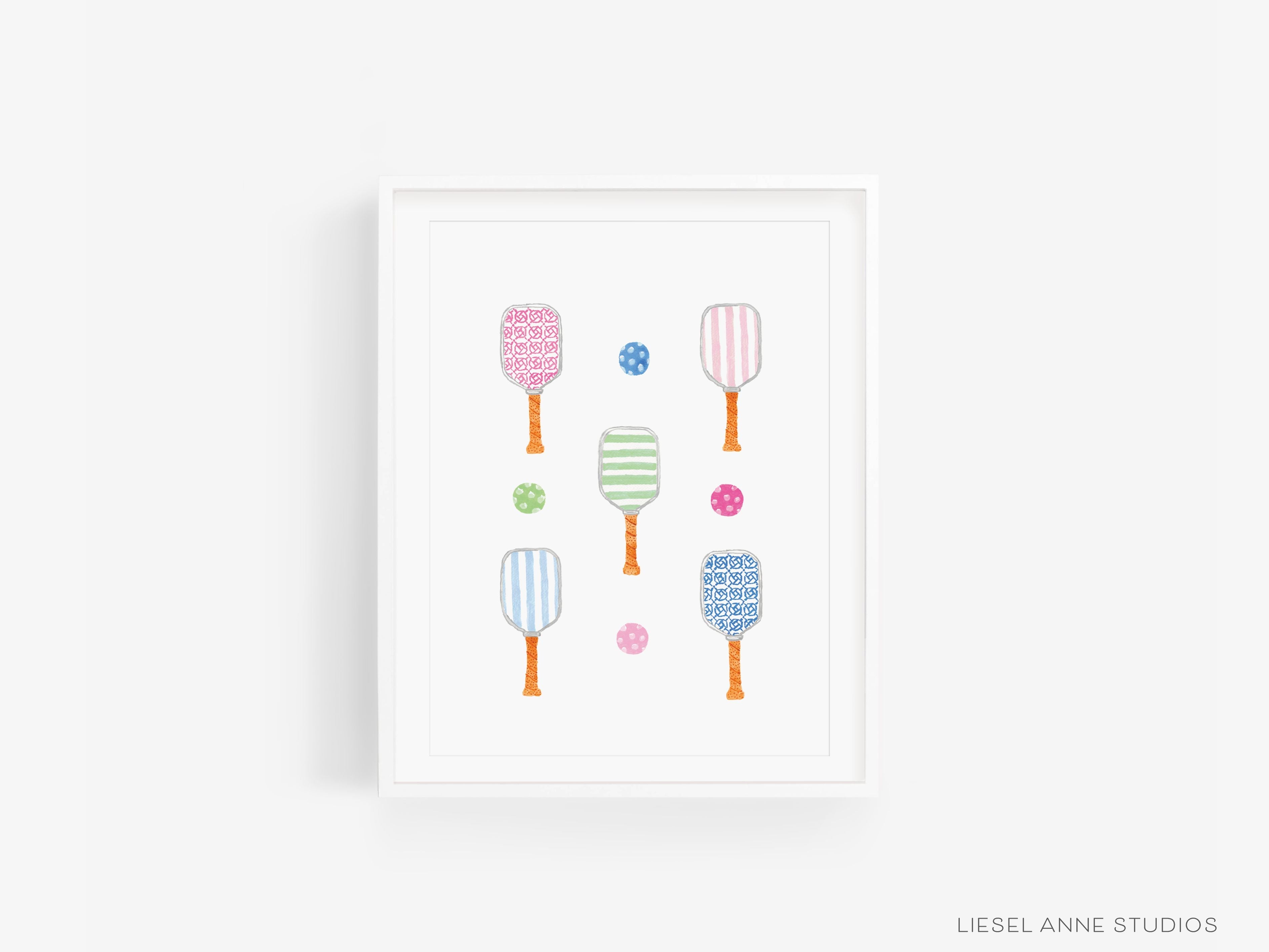 Pickleball Art Print-This watercolor art print features our hand-painted pickleball paddles and balls, printed in the USA on 120lb high quality art paper. This makes a great gift or wall decor for the pickleball lover in your life.-The Singing Little Bird