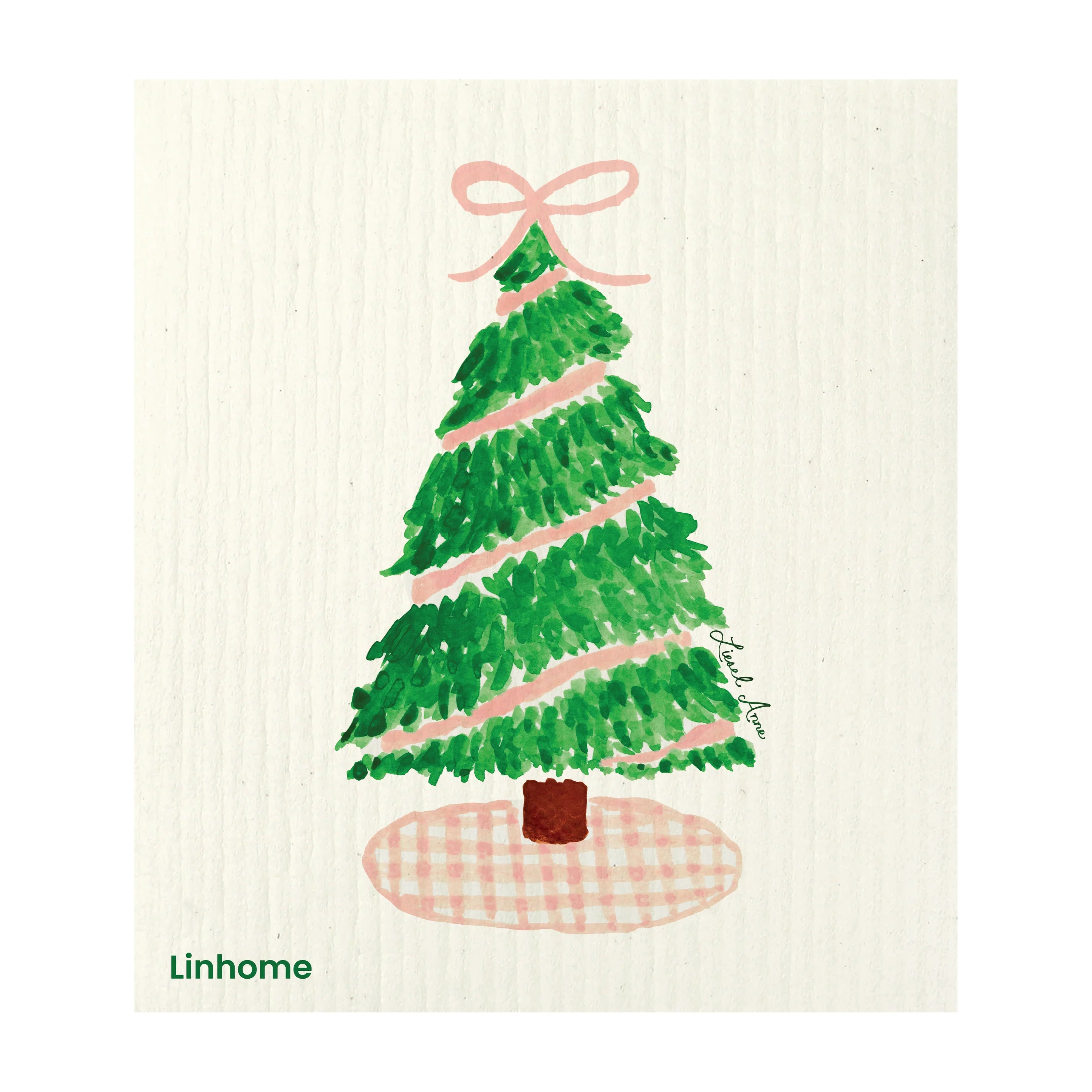 Pink Gingham Christmas Tree – Linhome x Liesel Anne Swedish Dishcloths