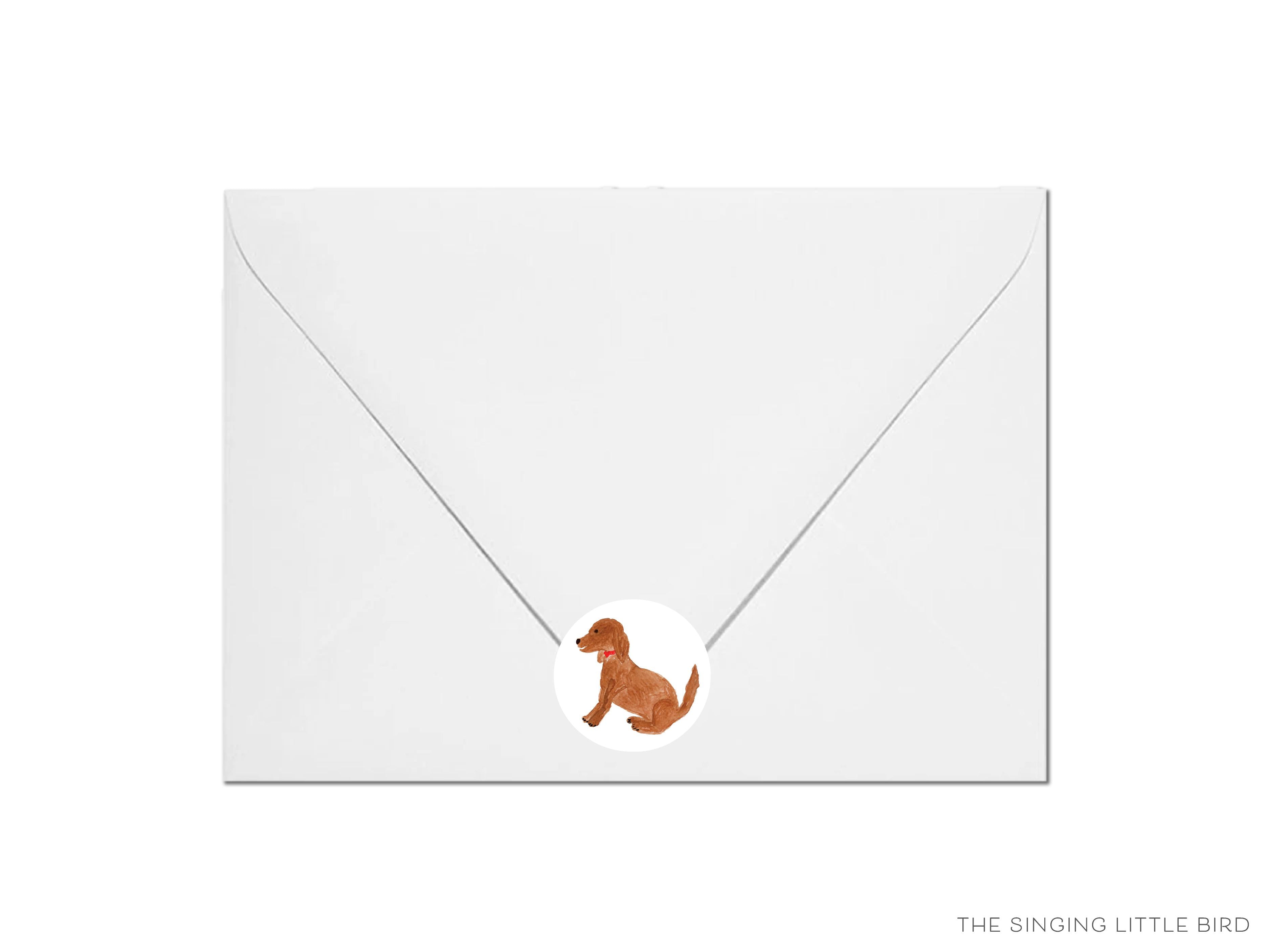 Puppy Dog Round Stickers-These matte round stickers feature our hand-painted watercolor dog, making great envelope seals or gifts for the animal lover in your life.-The Singing Little Bird