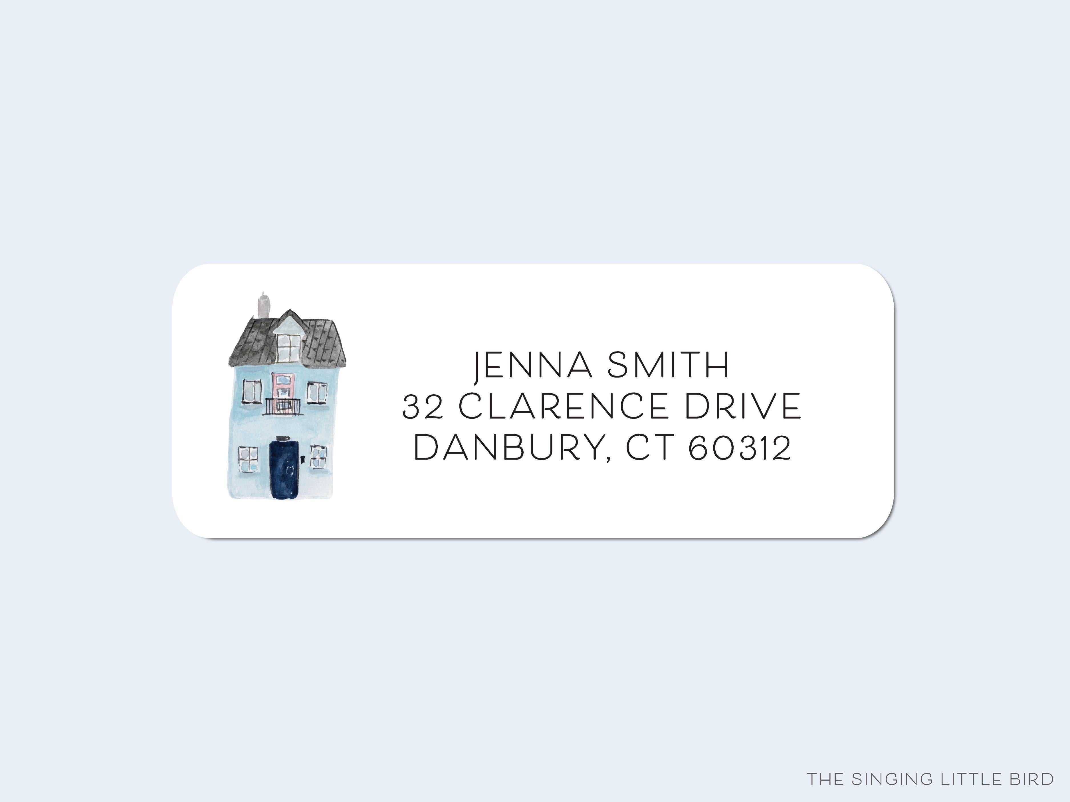 Realtor Return Address Labels-These personalized return address labels are 2.625" x 1" and feature our hand-painted watercolor House, printed in the USA on beautiful matte finish labels. These make great gifts for yourself or the residential lover.-The Singing Little Bird