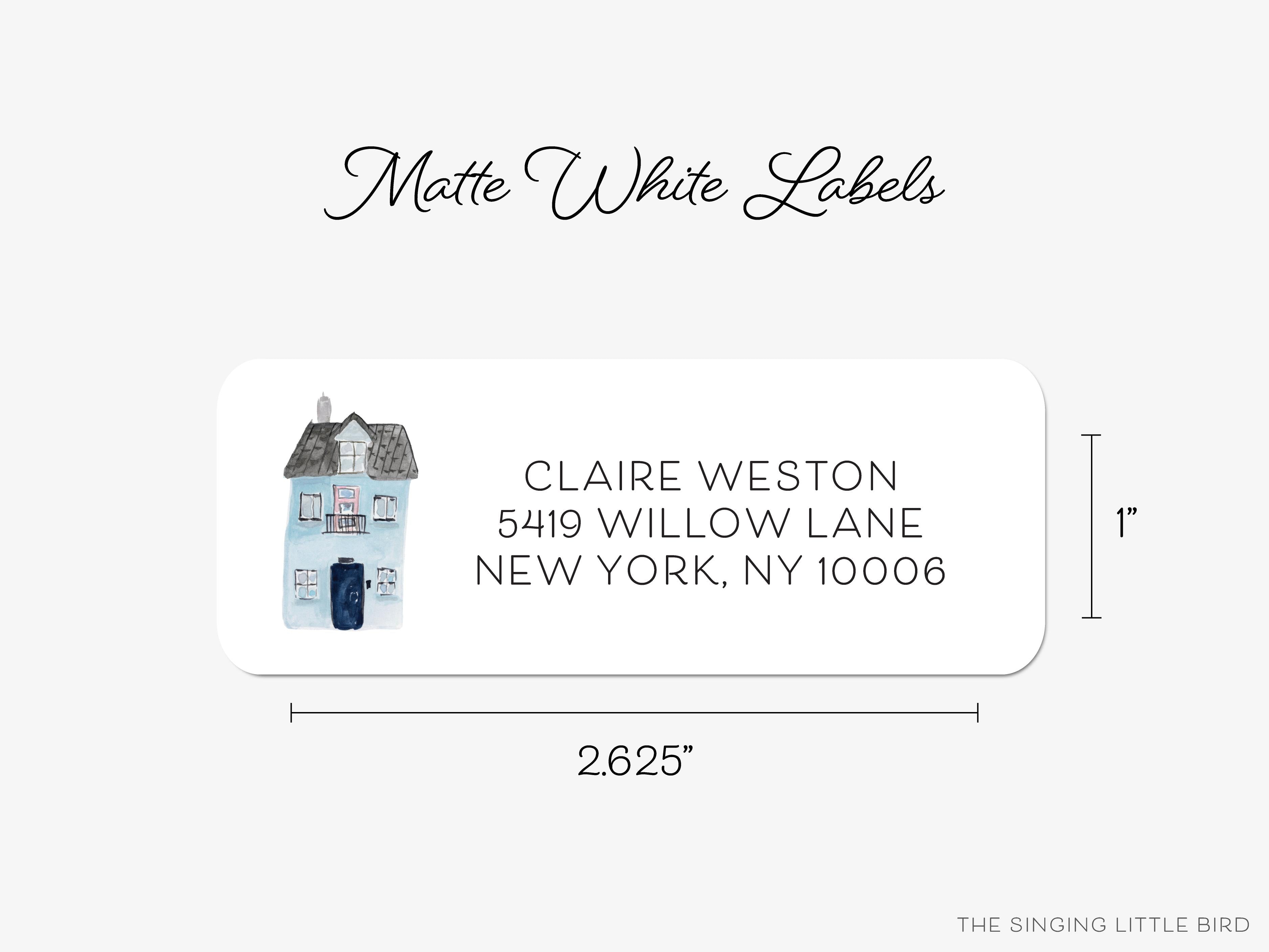 Realtor Return Address Labels-These personalized return address labels are 2.625" x 1" and feature our hand-painted watercolor House, printed in the USA on beautiful matte finish labels. These make great gifts for yourself or the residential lover.-The Singing Little Bird