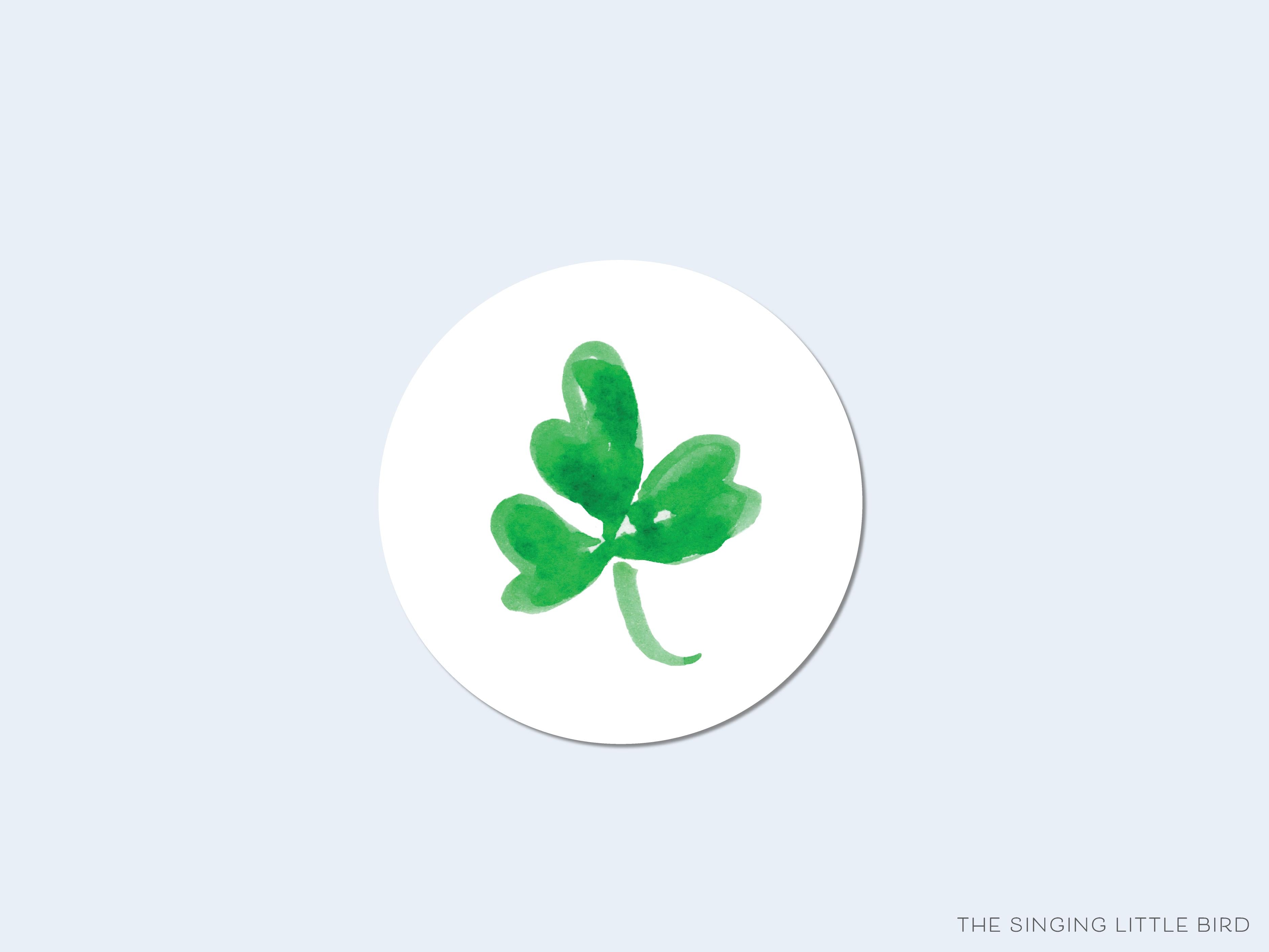 Shamrock Round Stickers-These matte round stickers feature our hand-painted watercolor three leaf clover, making great envelope seals or gifts for the shamrock lover in your life.-The Singing Little Bird