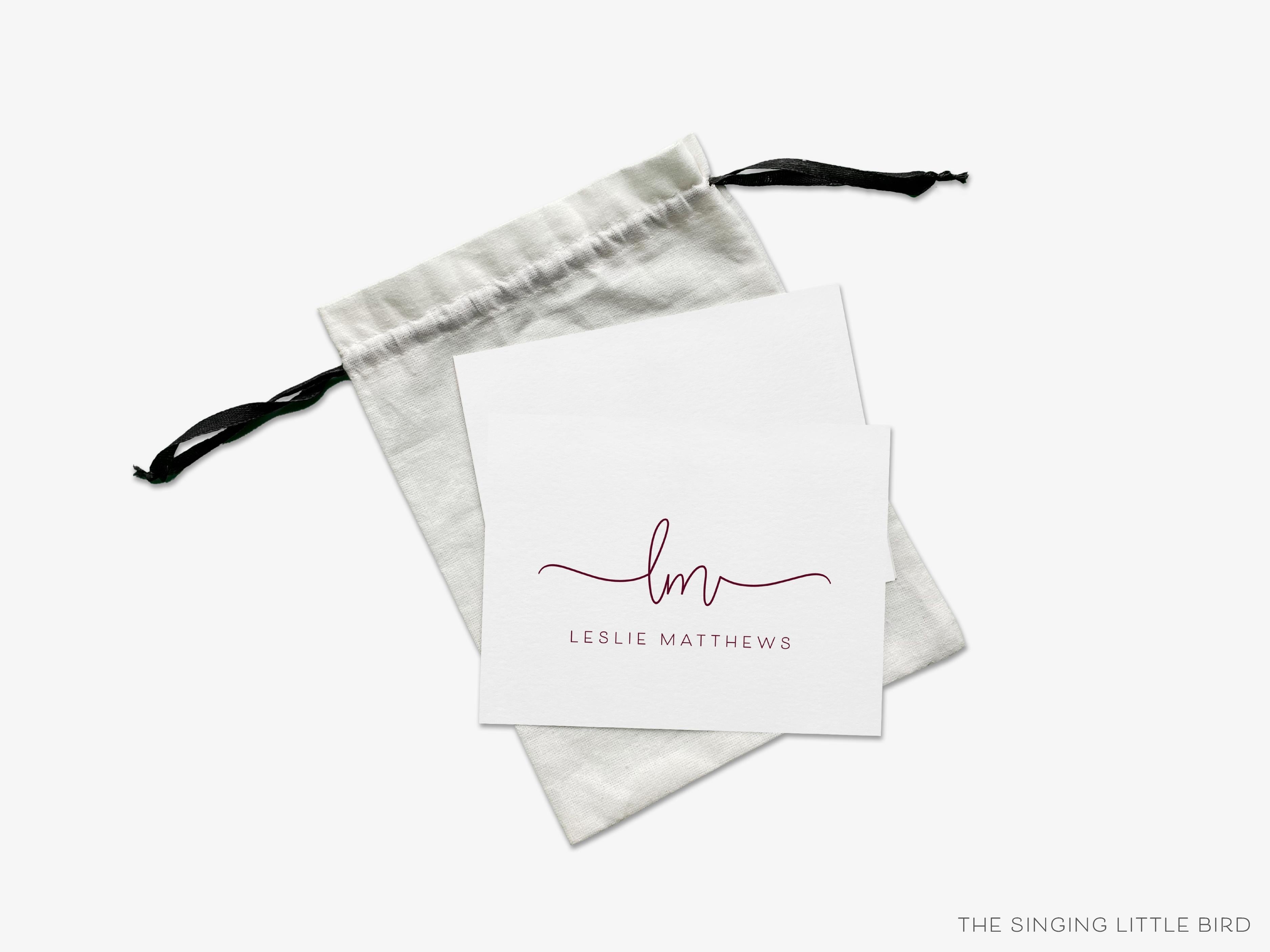 Swash Script Monogram Greeting Cards-These folded greeting cards are 4.25x5.5 and feature our hand-painted swash script print, printed in the USA on 100lb textured stock. They come with a White or Kraft envelope and make a great thank you or just because card personalized with your monogram.-The Singing Little Bird