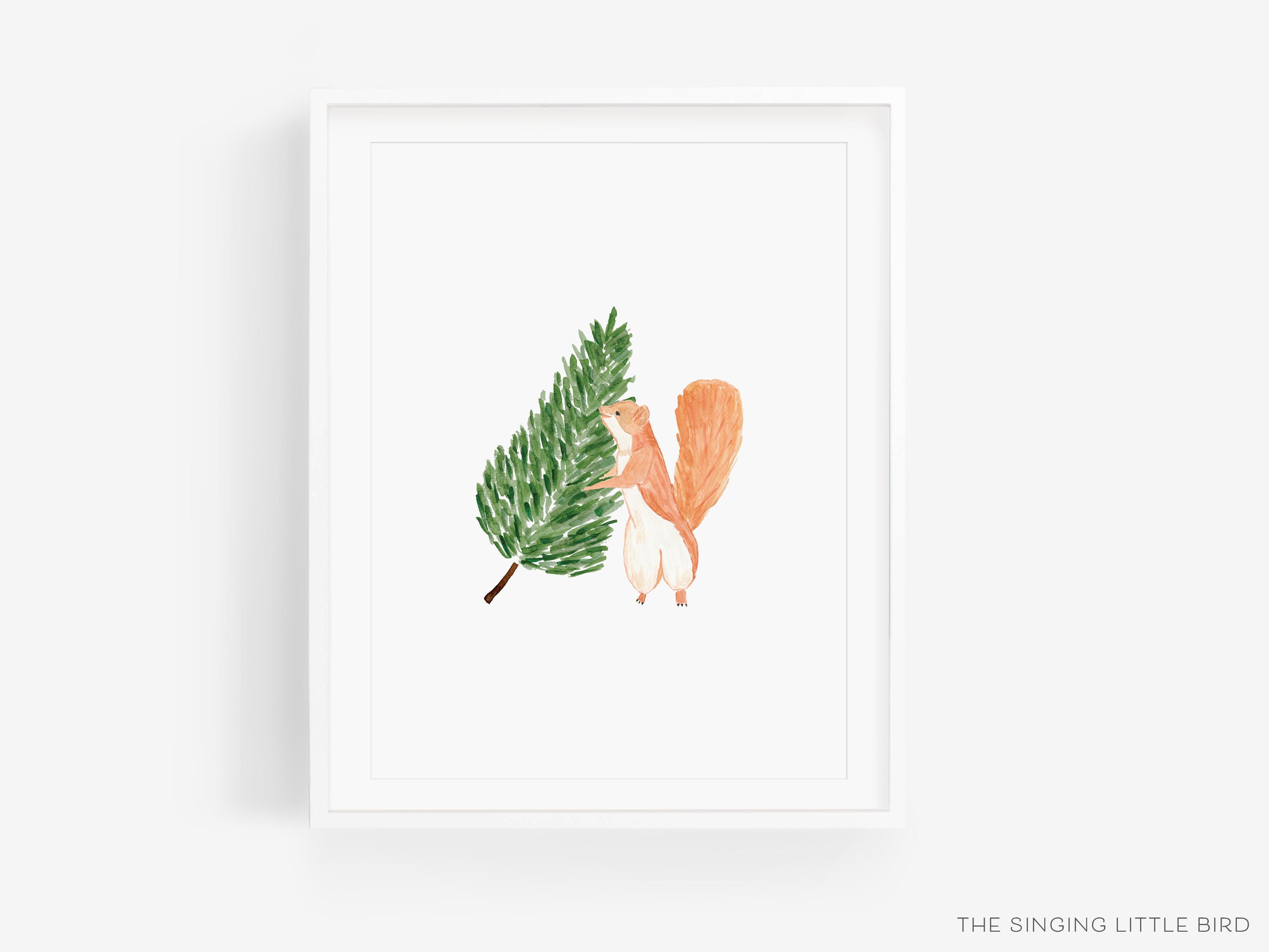 Tree Squirrel Art Print-This watercolor art print features our hand-painted tree and squirrel, printed in the USA on 120lb high quality art paper. This makes a great gift or wall decor for the animal lover in your life.-The Singing Little Bird