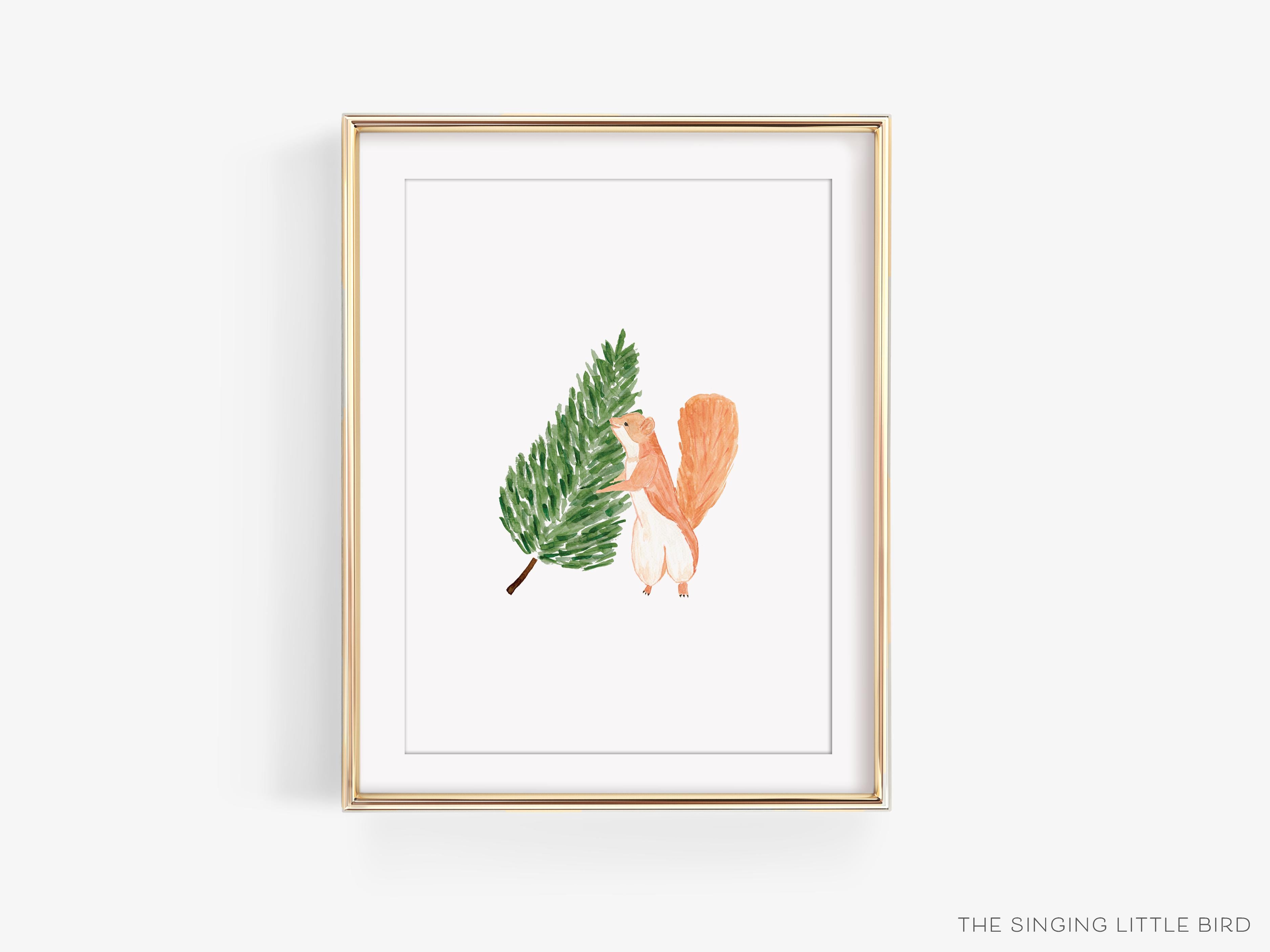Tree Squirrel Art Print-This watercolor art print features our hand-painted tree and squirrel, printed in the USA on 120lb high quality art paper. This makes a great gift or wall decor for the animal lover in your life.-The Singing Little Bird