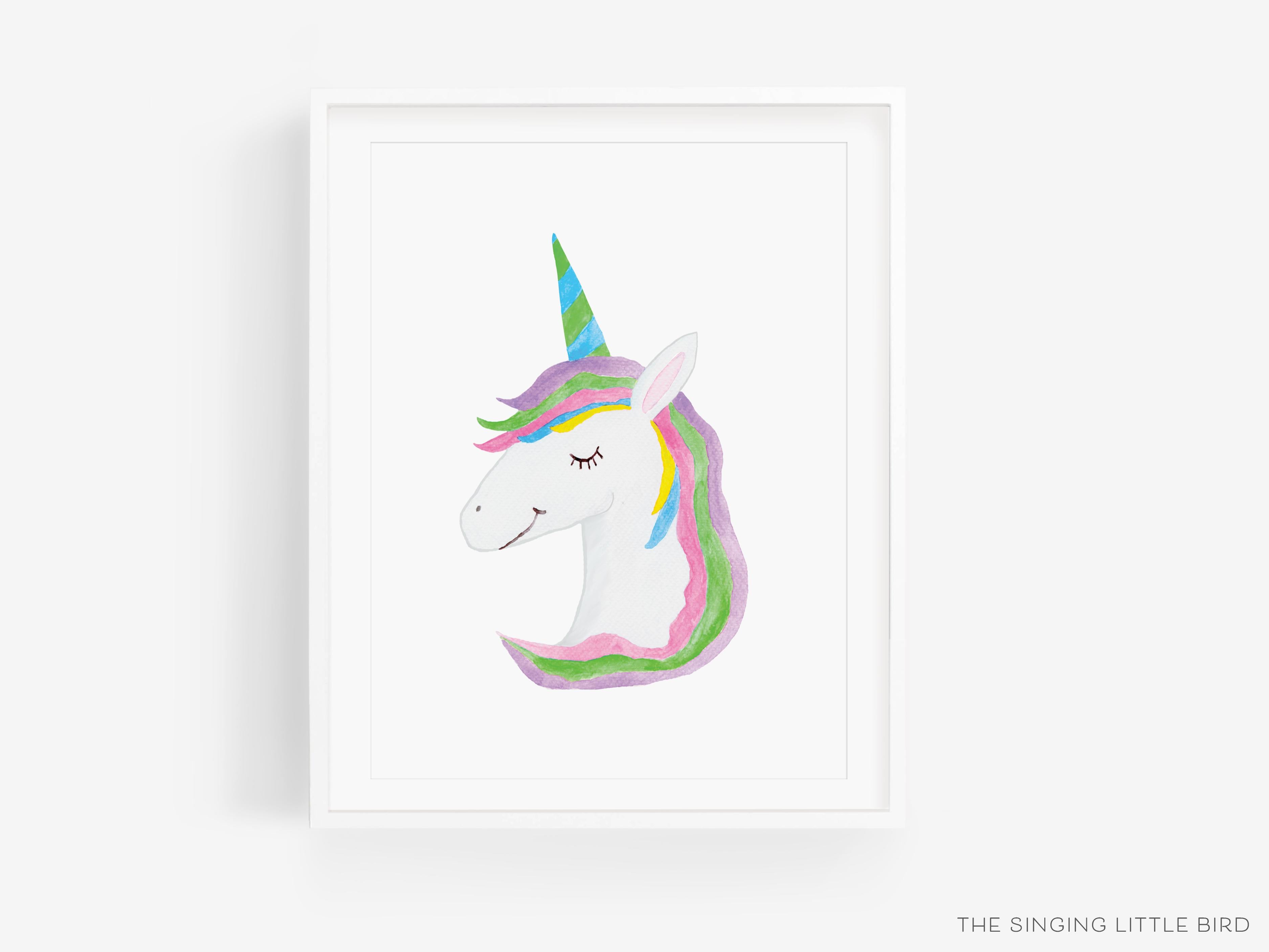 Unicorn Art Print-This watercolor art print features our hand-painted unicorn, printed in the USA on 120lb high quality art paper. This makes a great gift or wall decor for the make-believe lover in your life.-The Singing Little Bird