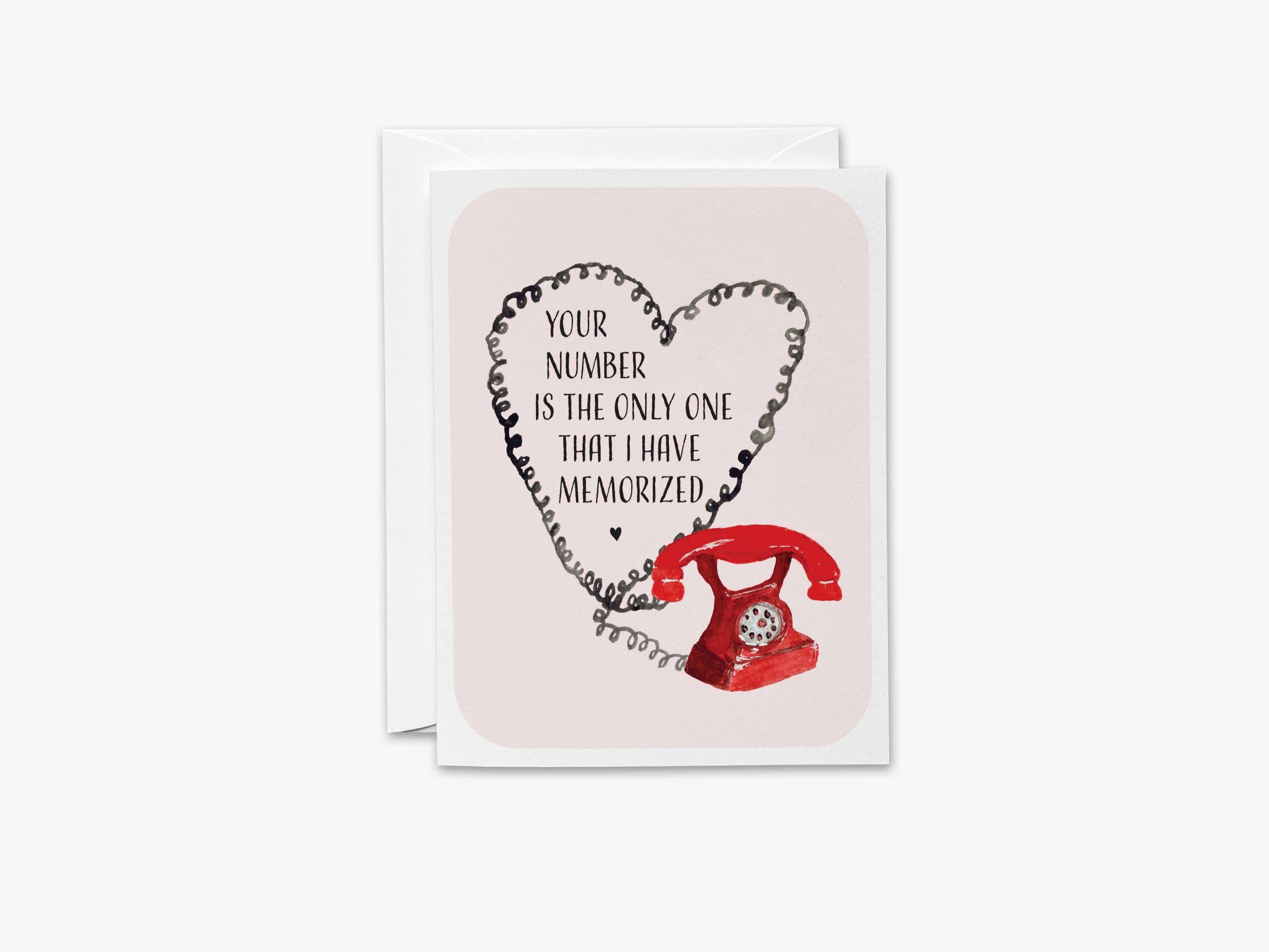 Vintage Phone Number Love Greeting Card-These folded greeting cards are 4.25x5.5 and feature our hand-painted vintage telephone, printed in the USA on 100lb textured stock. They come with a White envelope and make a great thinking of you card for the vintage lover in your life.-The Singing Little Bird