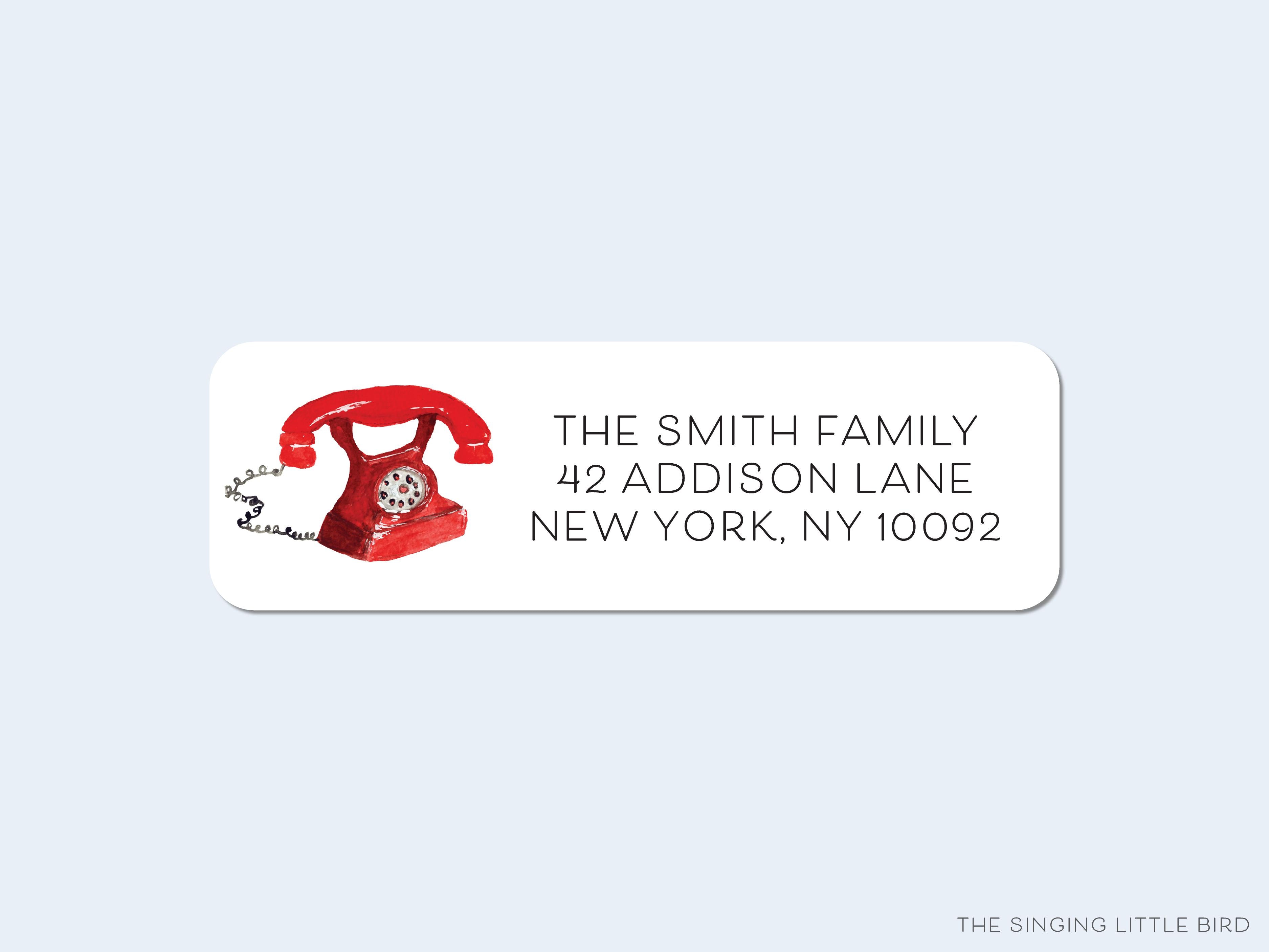 Vintage Phone Return Address Labels-These personalized return address labels are 2.625" x 1" and feature our hand-painted watercolor vintage telephone, printed in the USA on beautiful matte finish labels. These make great gifts for yourself or the vintage lover.-The Singing Little Bird