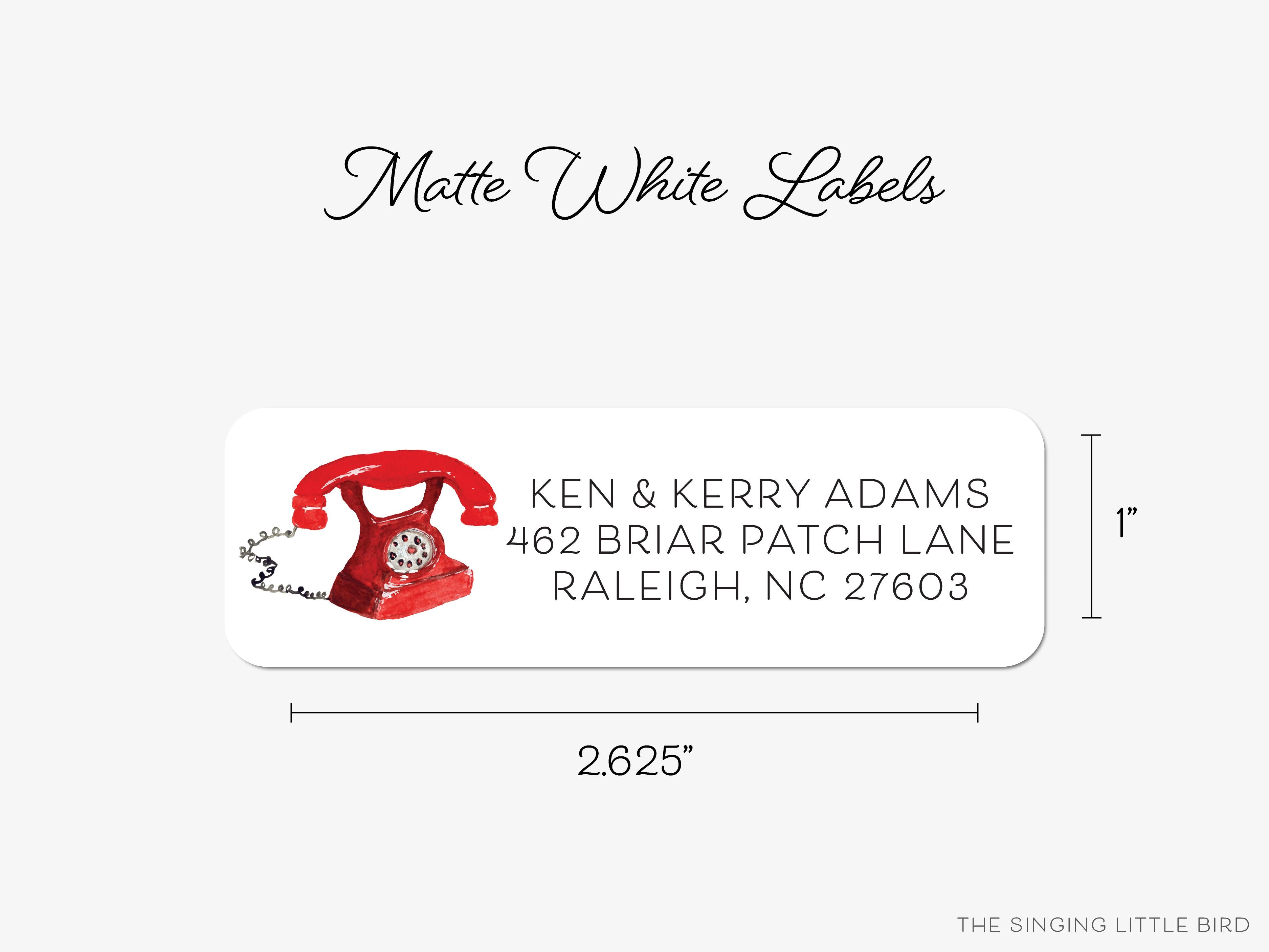 Vintage Phone Return Address Labels-These personalized return address labels are 2.625" x 1" and feature our hand-painted watercolor vintage telephone, printed in the USA on beautiful matte finish labels. These make great gifts for yourself or the vintage lover.-The Singing Little Bird