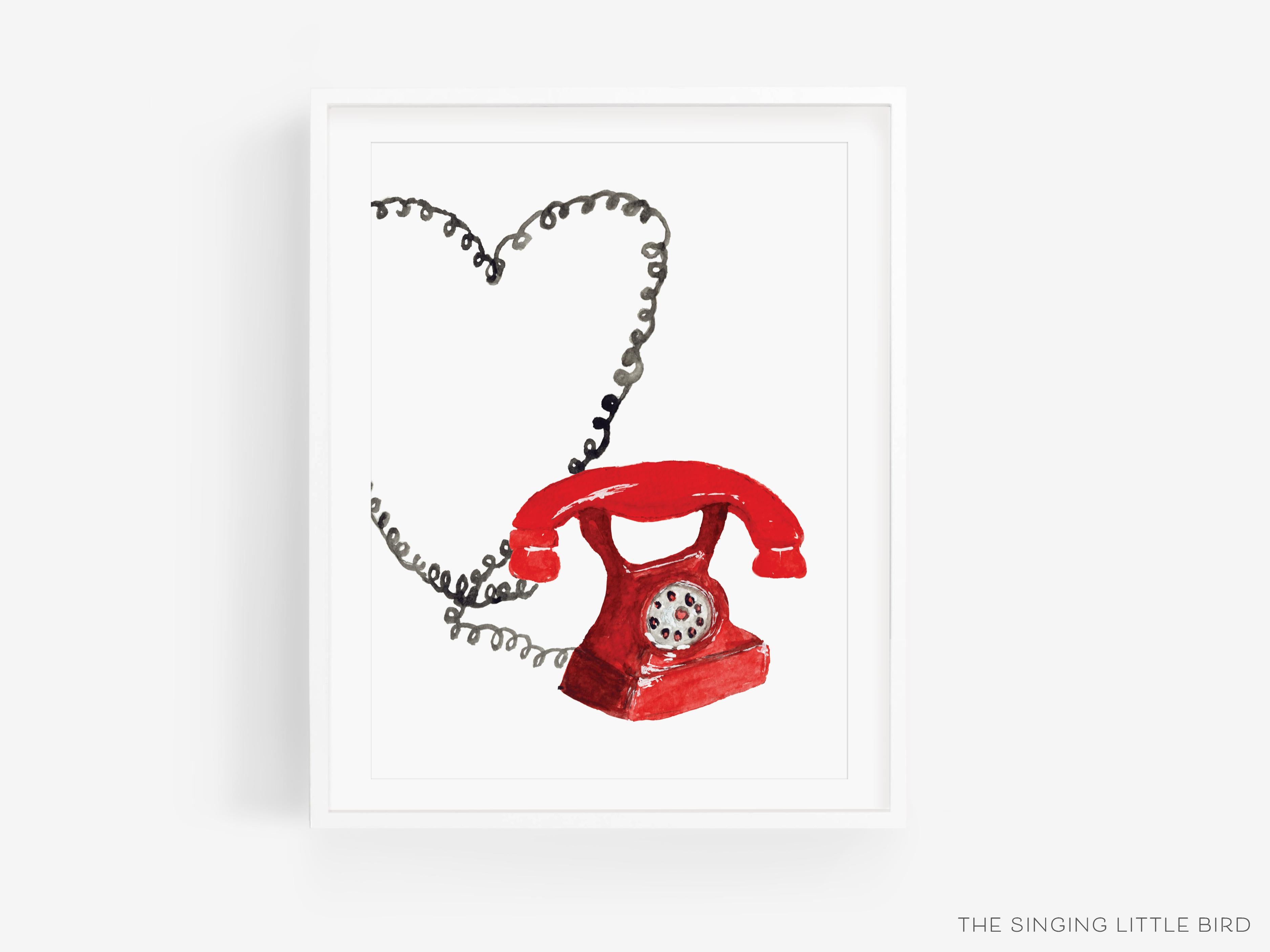 Vintage Telephone Art Print-This watercolor art print features our hand-painted vintage telephone, printed in the USA on 120lb high quality art paper. This makes a great gift or wall decor for the vintage lover in your life.-The Singing Little Bird