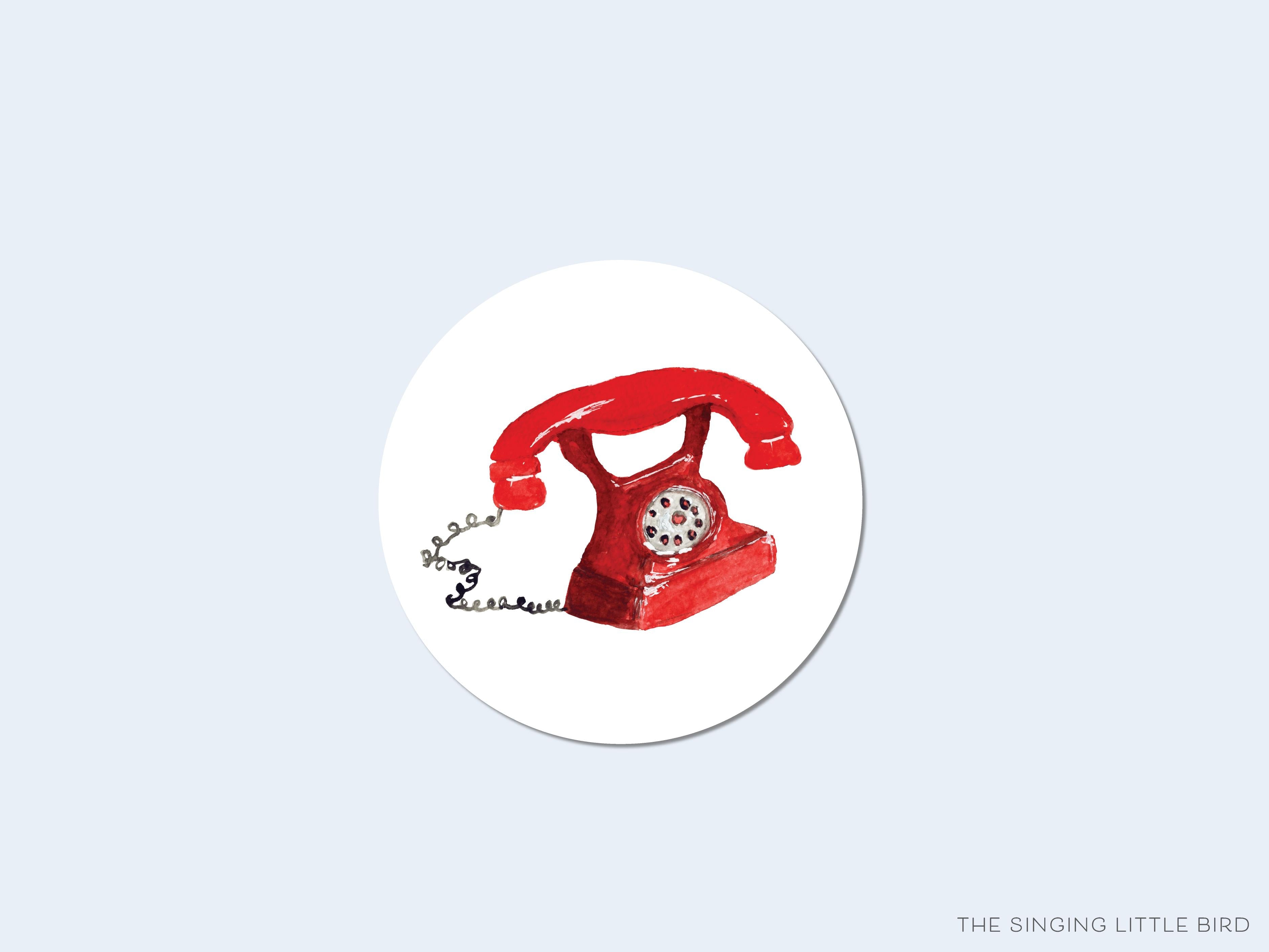 Vintage Telephone Round Stickers-These matte round stickers feature our hand-painted watercolor Vintage Telephone, making great envelope seals or gifts for the vintage lover in your life.-The Singing Little Bird