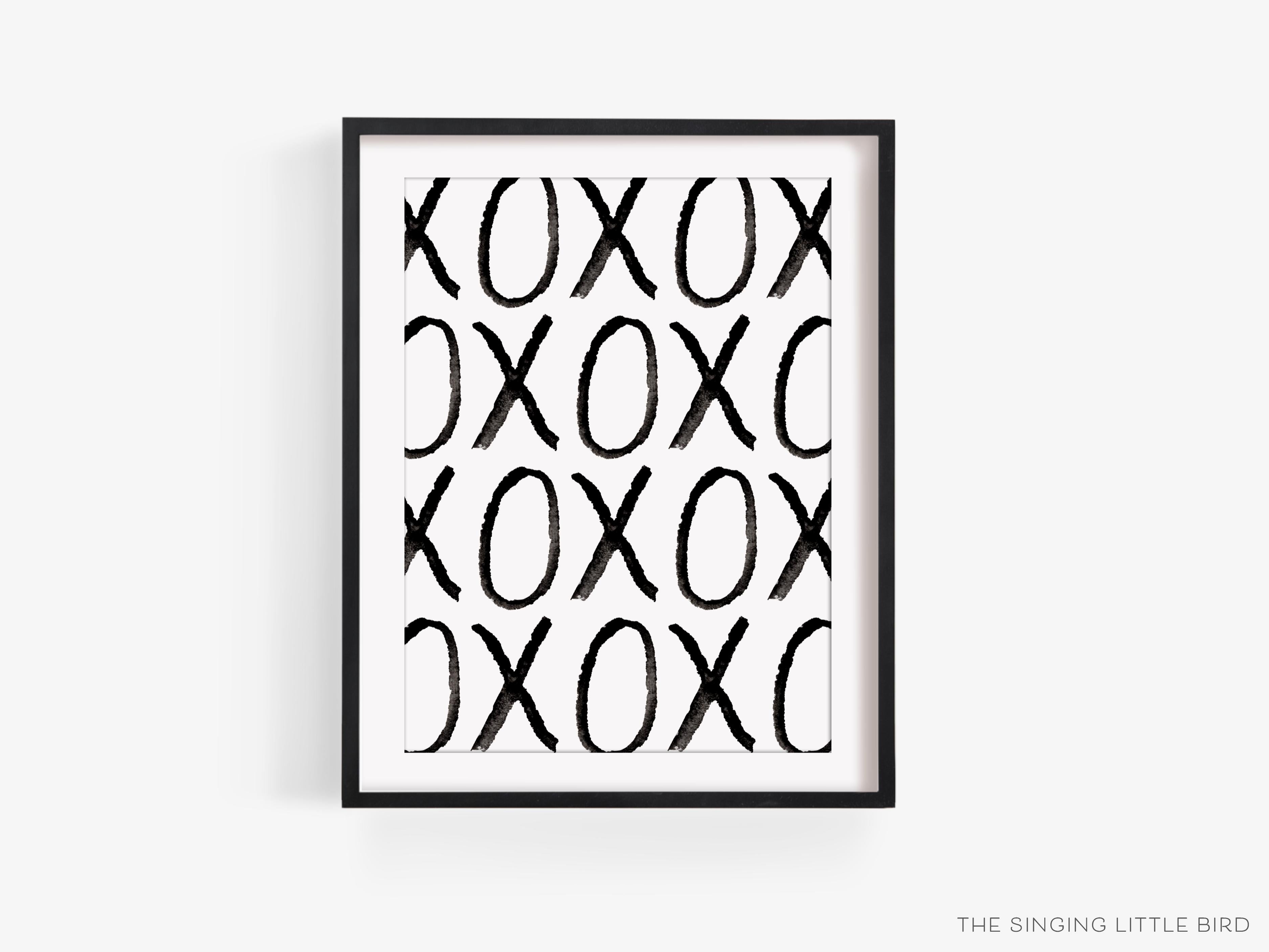 XOXO Modern Black and White Art Print-This watercolor art print features our hand-painted xo's , printed in the USA on 120lb high quality art paper. This makes a great gift or wall decor for the hugs and kisses lover in your life.-The Singing Little Bird