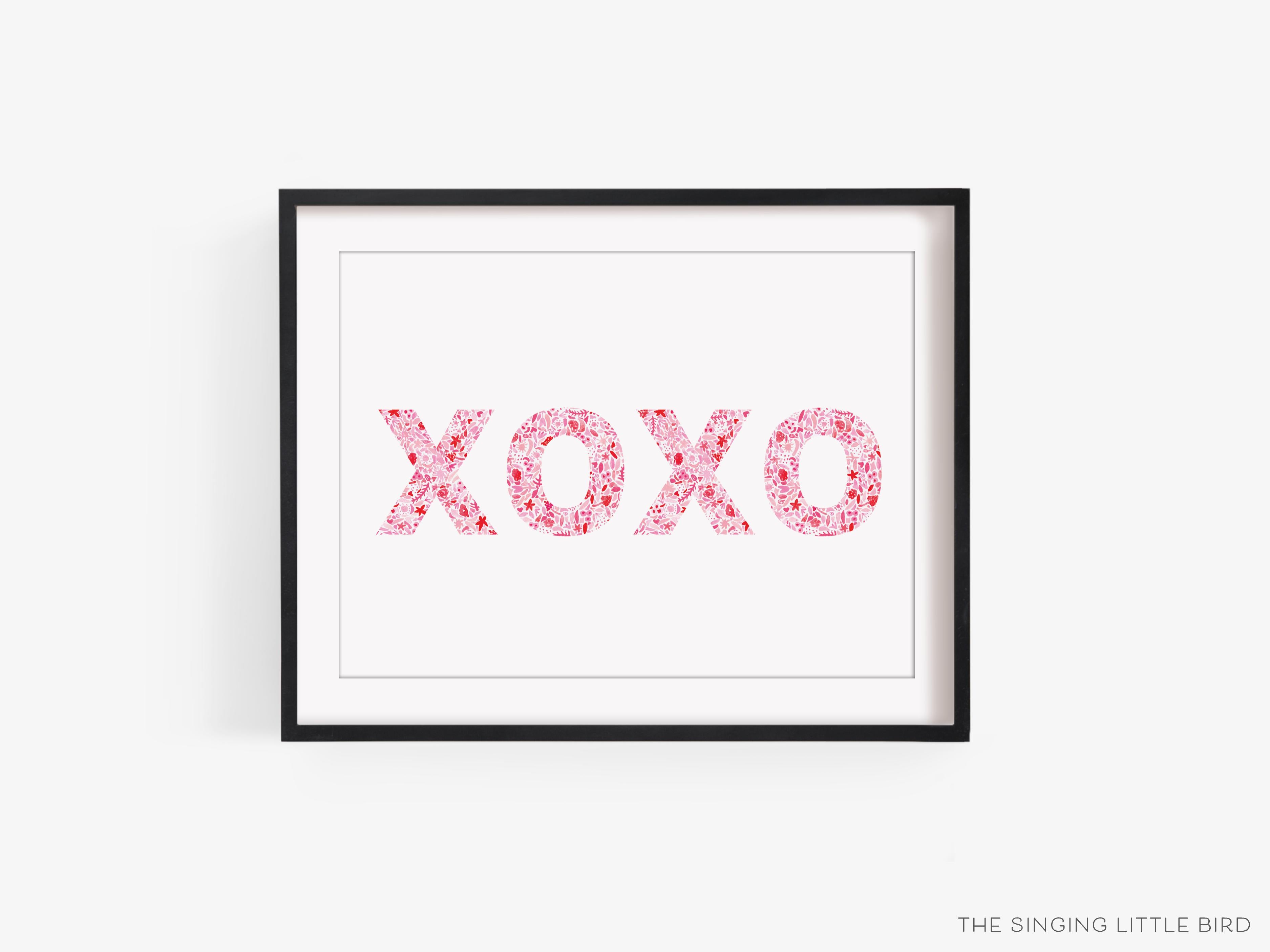 XOXO Pink and Red Art Print-This watercolor art print features our hand-painted xo's and heart, printed in the USA on 120lb high quality art paper. This makes a great gift or wall decor for the hugs and kisses lover in your life.-The Singing Little Bird