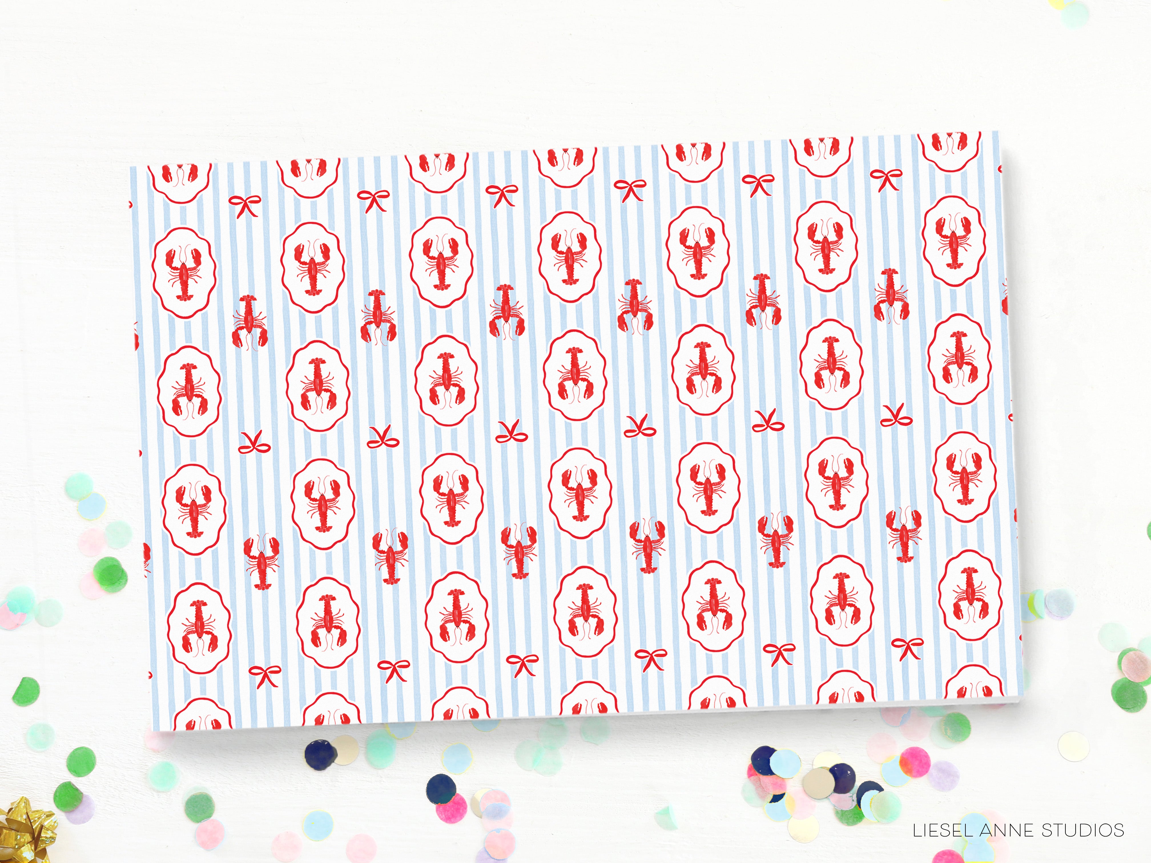 a paper with a pattern of lobsters on it