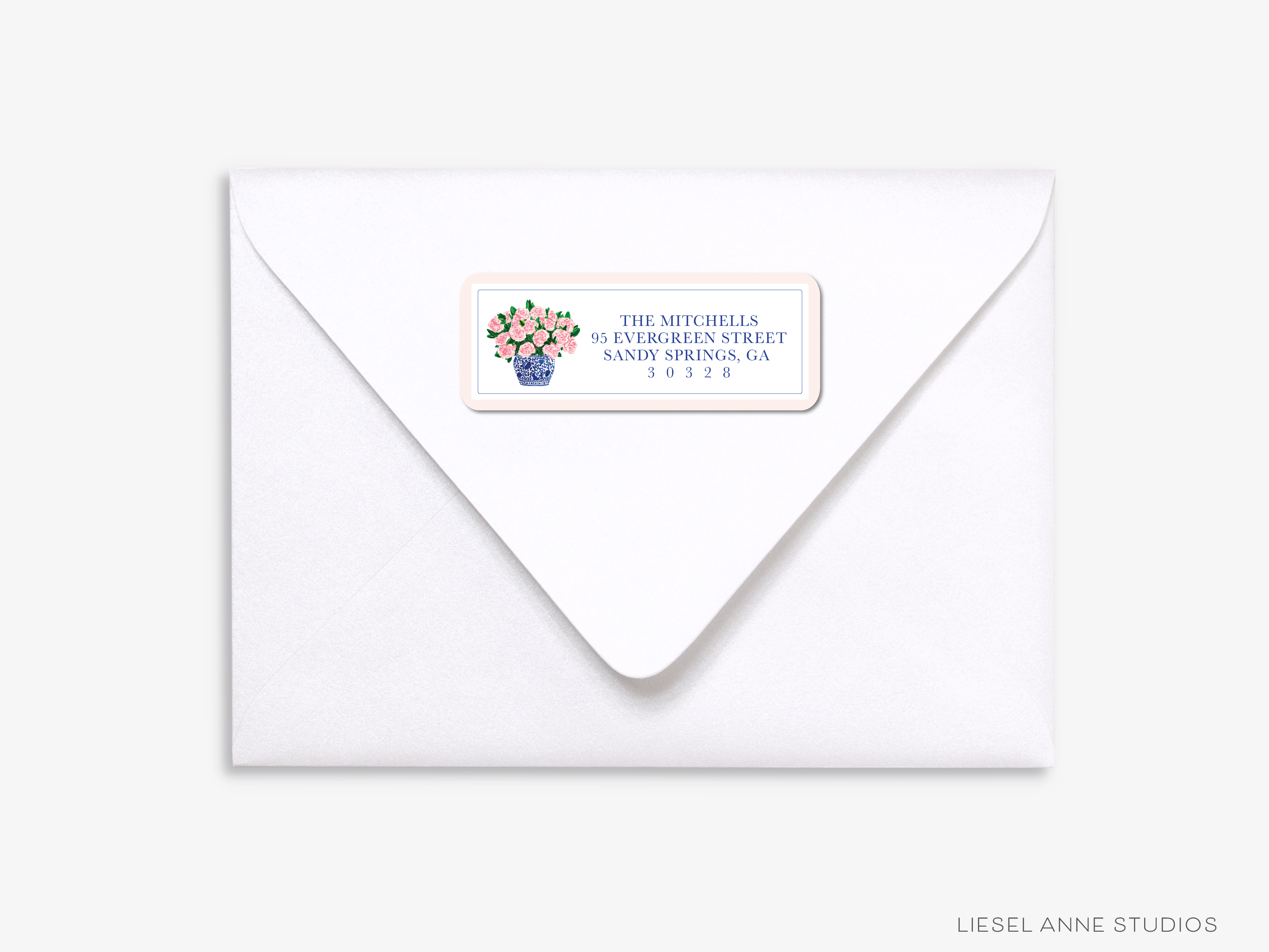 A white envelope with a label on it.