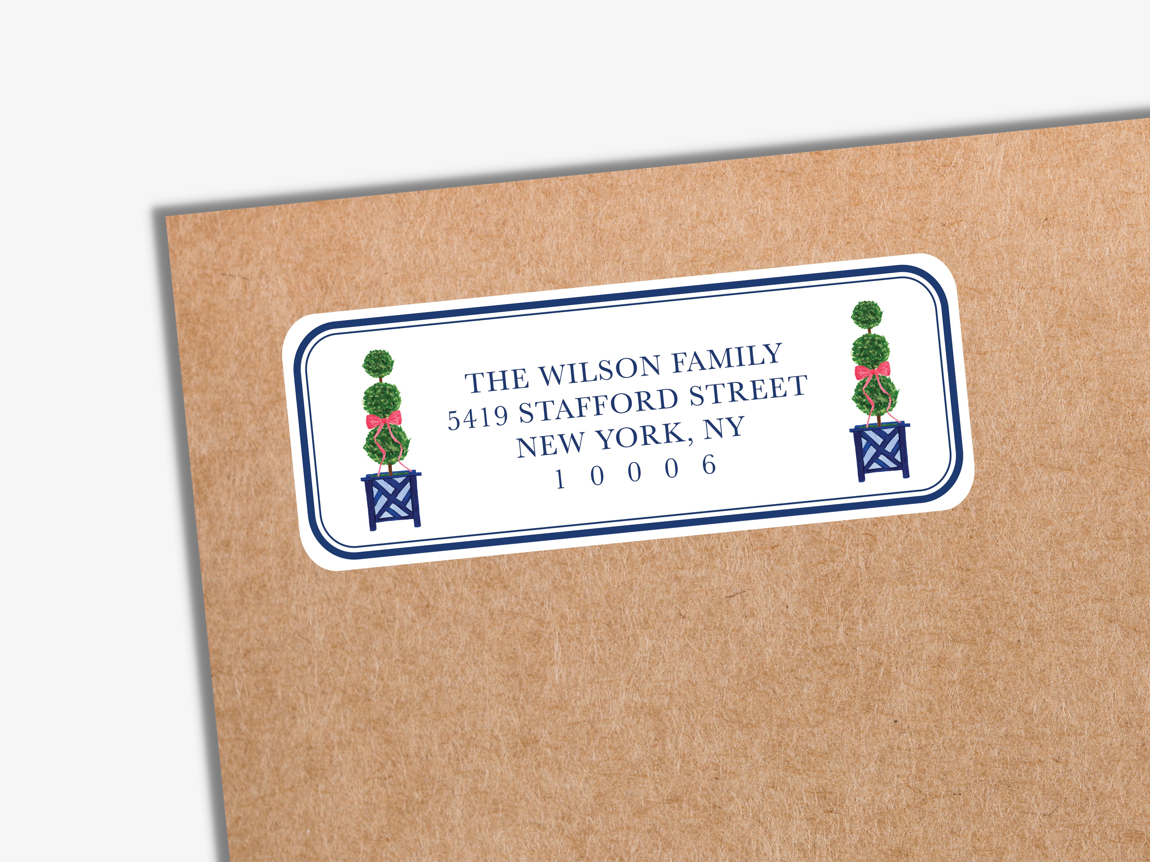 a label with the address of The Wilson Family on Stafford Street, New York, NY.