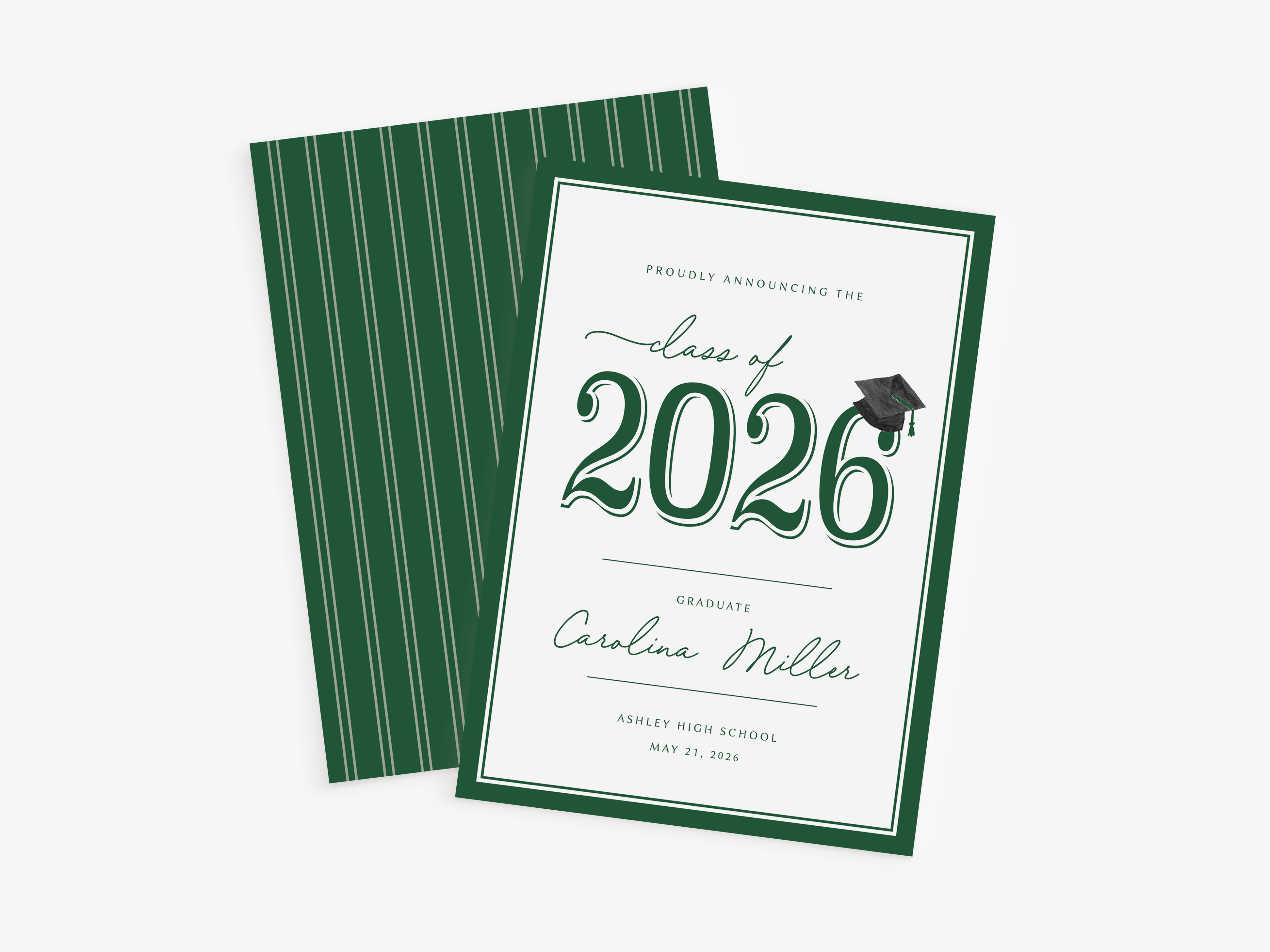 The image is a graduation invitation for a class of 2026 graduates from Ashley High School.