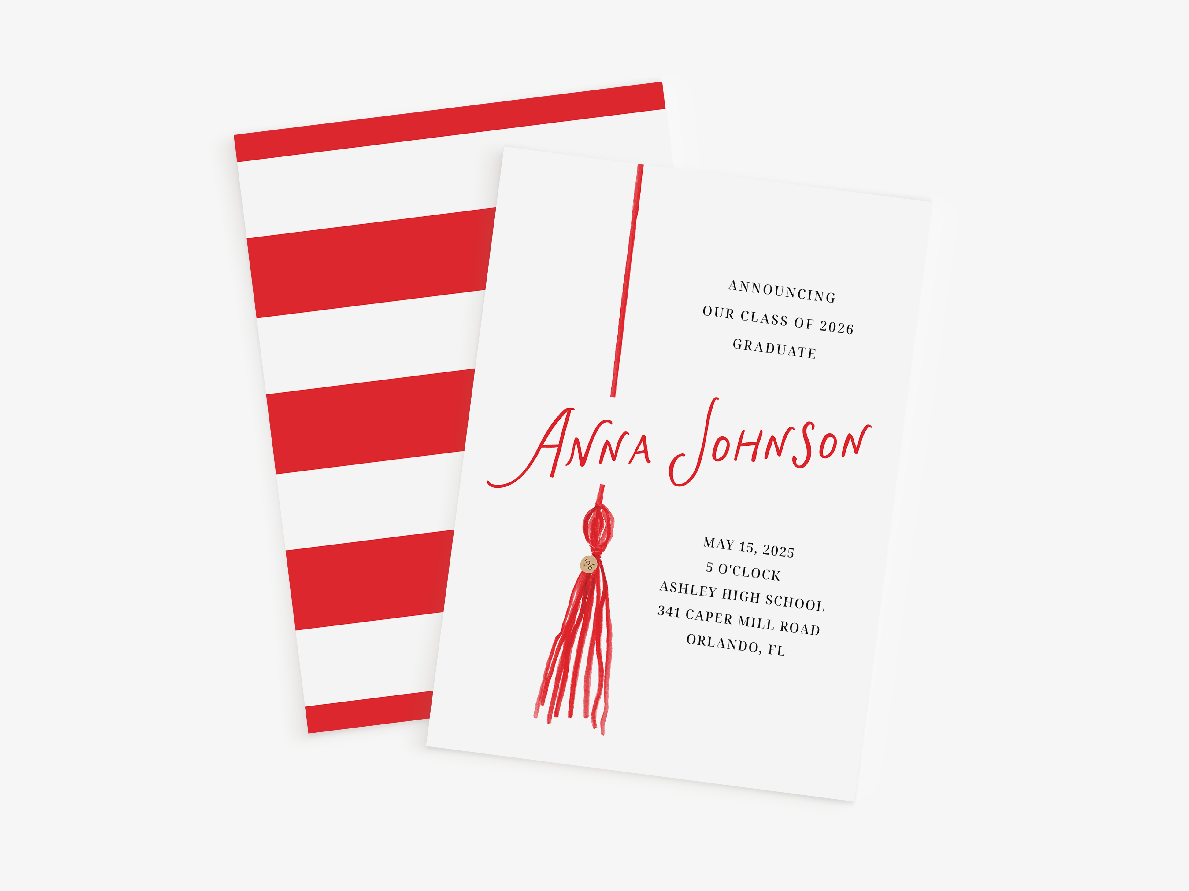 a graduation invitation for Anna Johnson, who is graduating from high school in May, 2021.