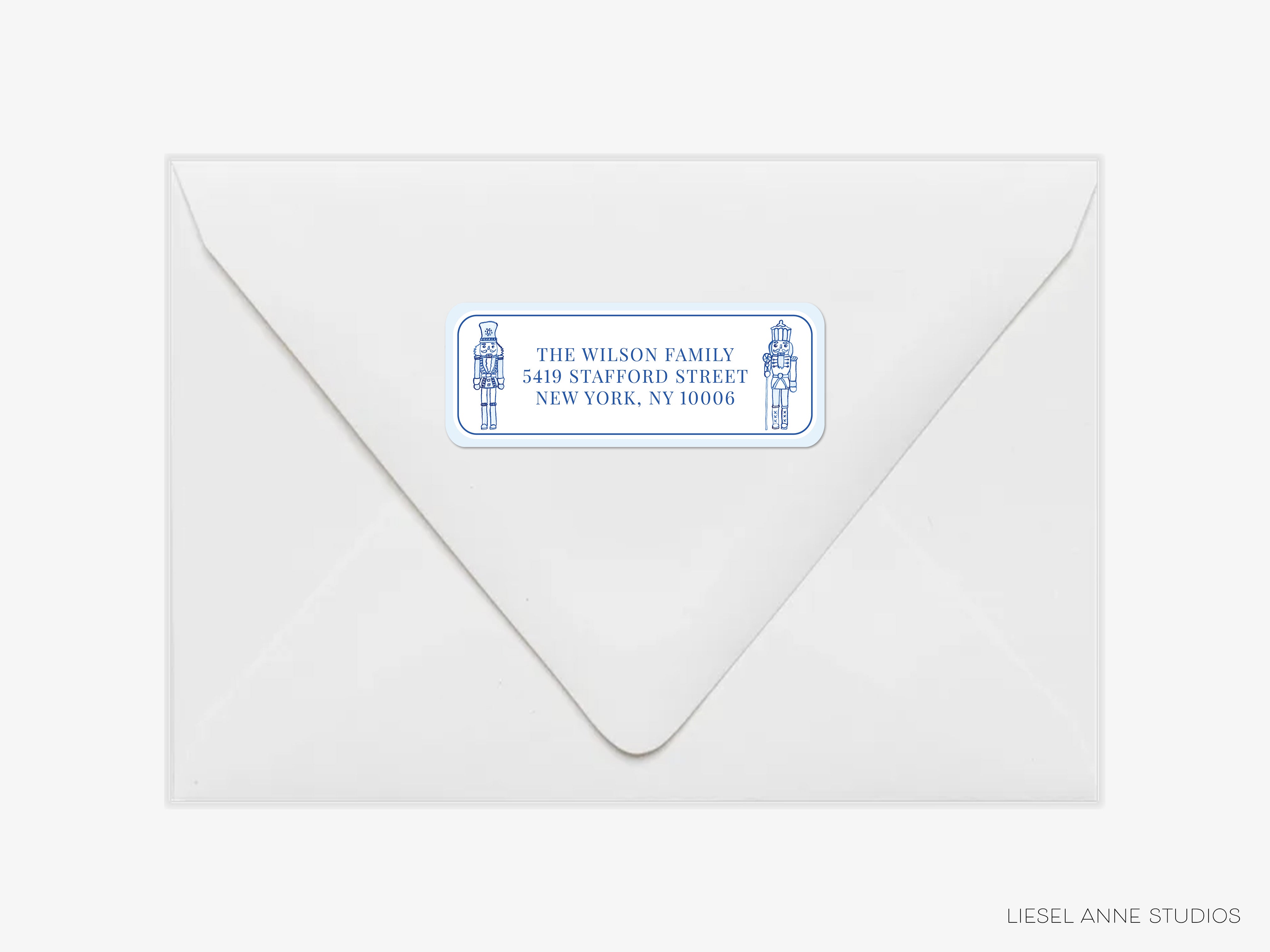 an envelope with a blue label on it, which contains the address of the Wilson Family.