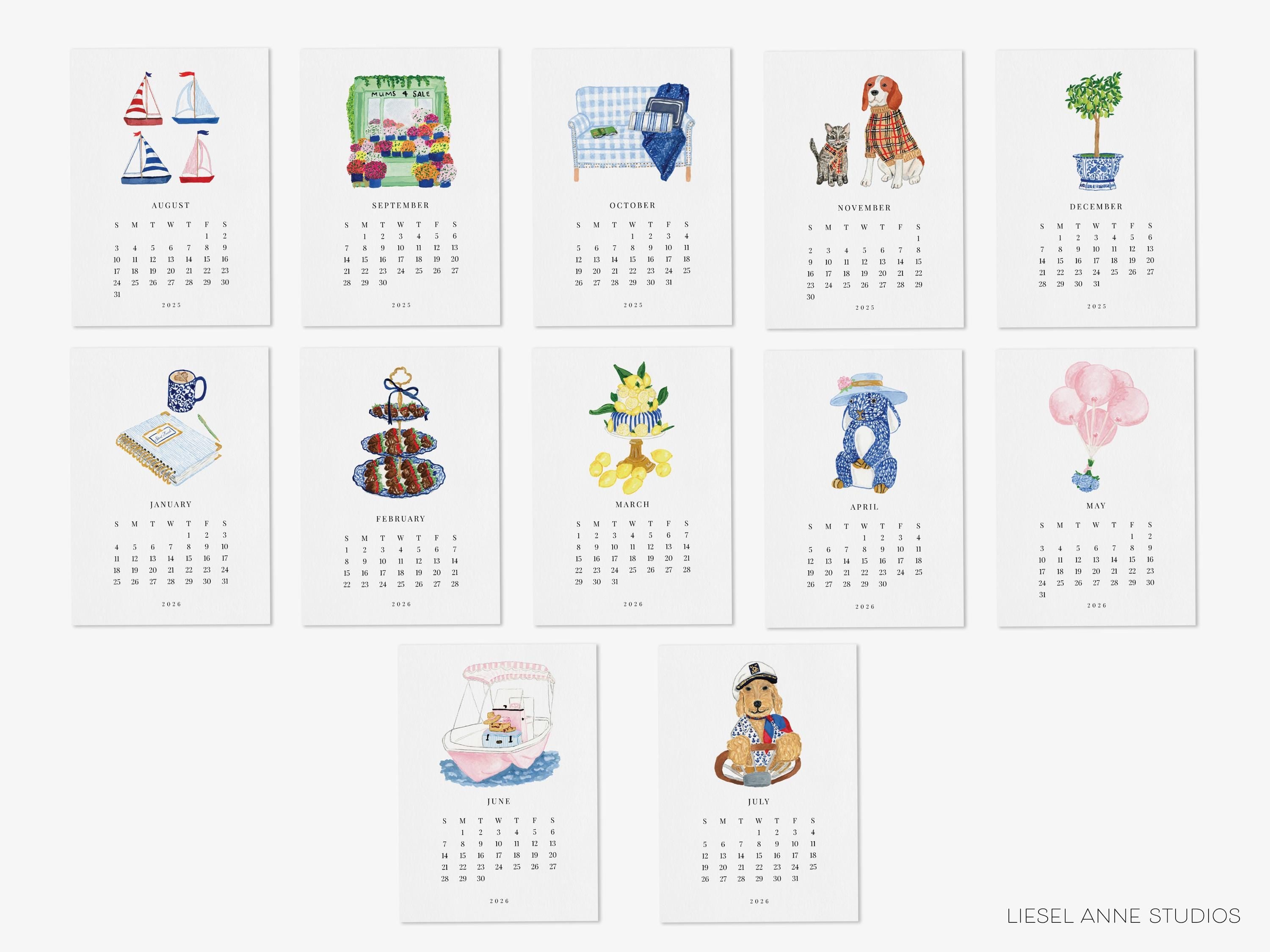 Academic Desk Calendar 2025-2026 | Watercolor Mini Monthly Calendar Gift