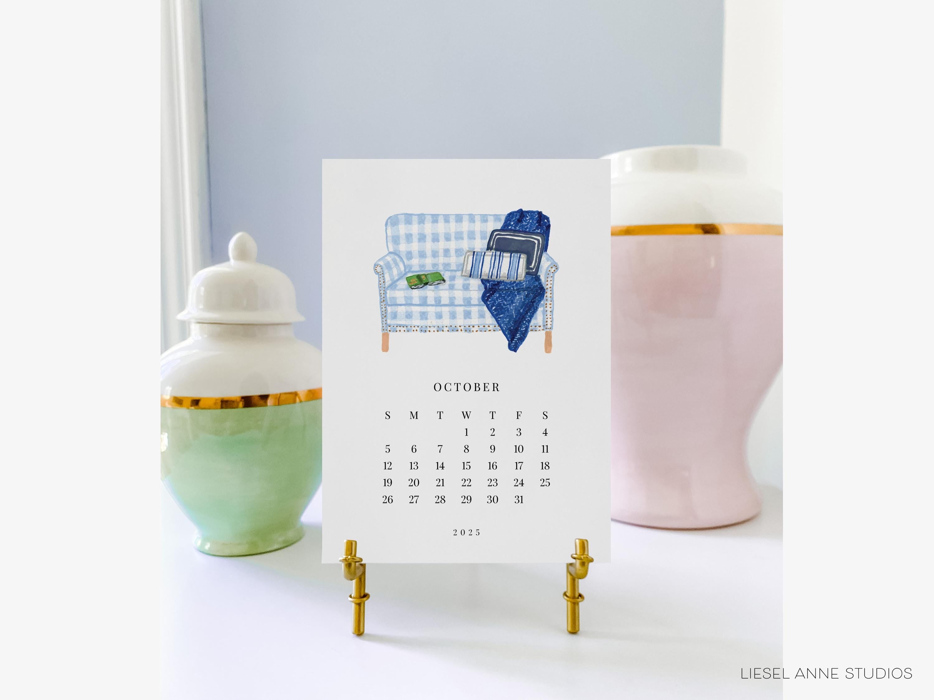 Academic Desk Calendar 2025-2026 | Watercolor Mini Monthly Calendar Gift